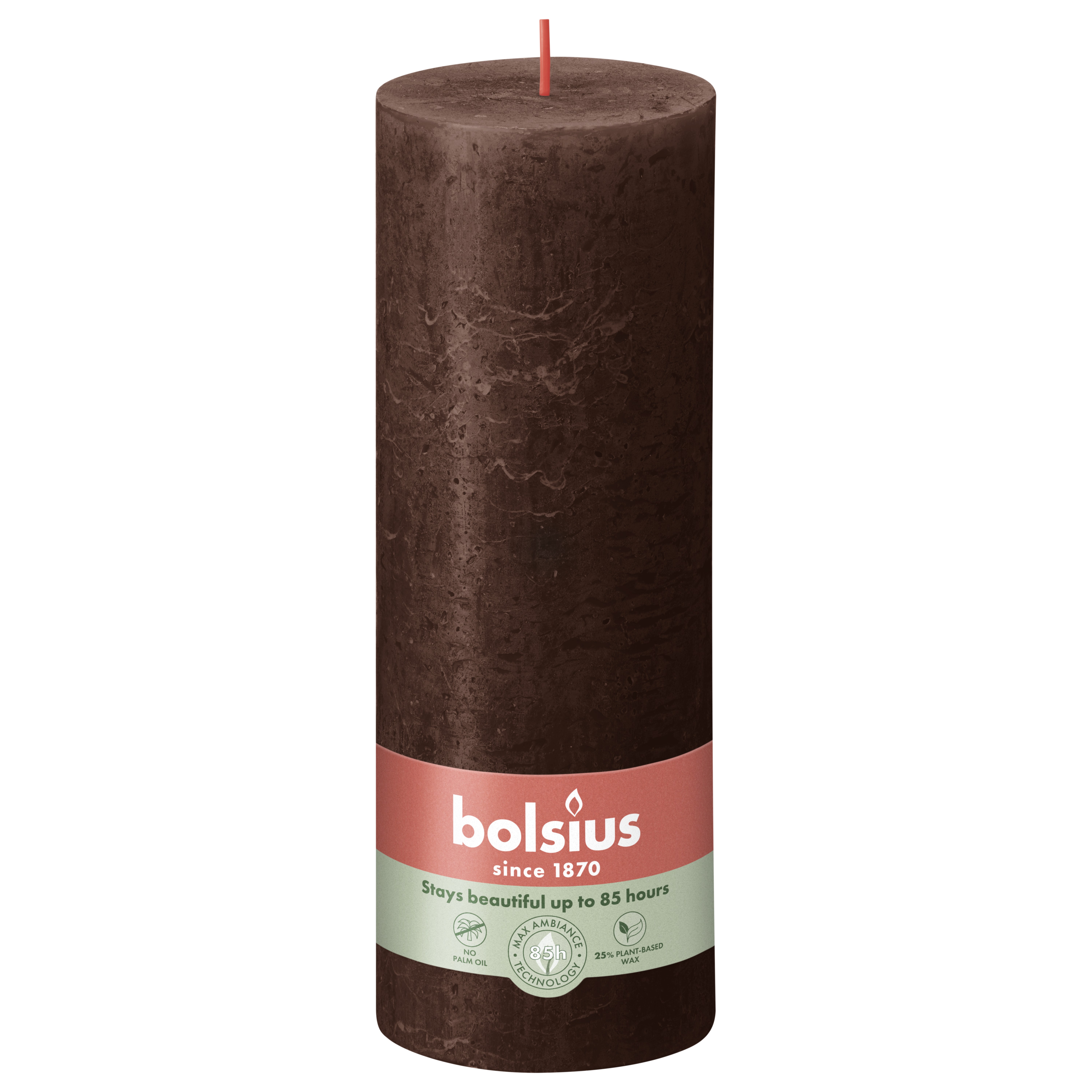 Rustiek stompkaars 190/68 Chocolate Brown