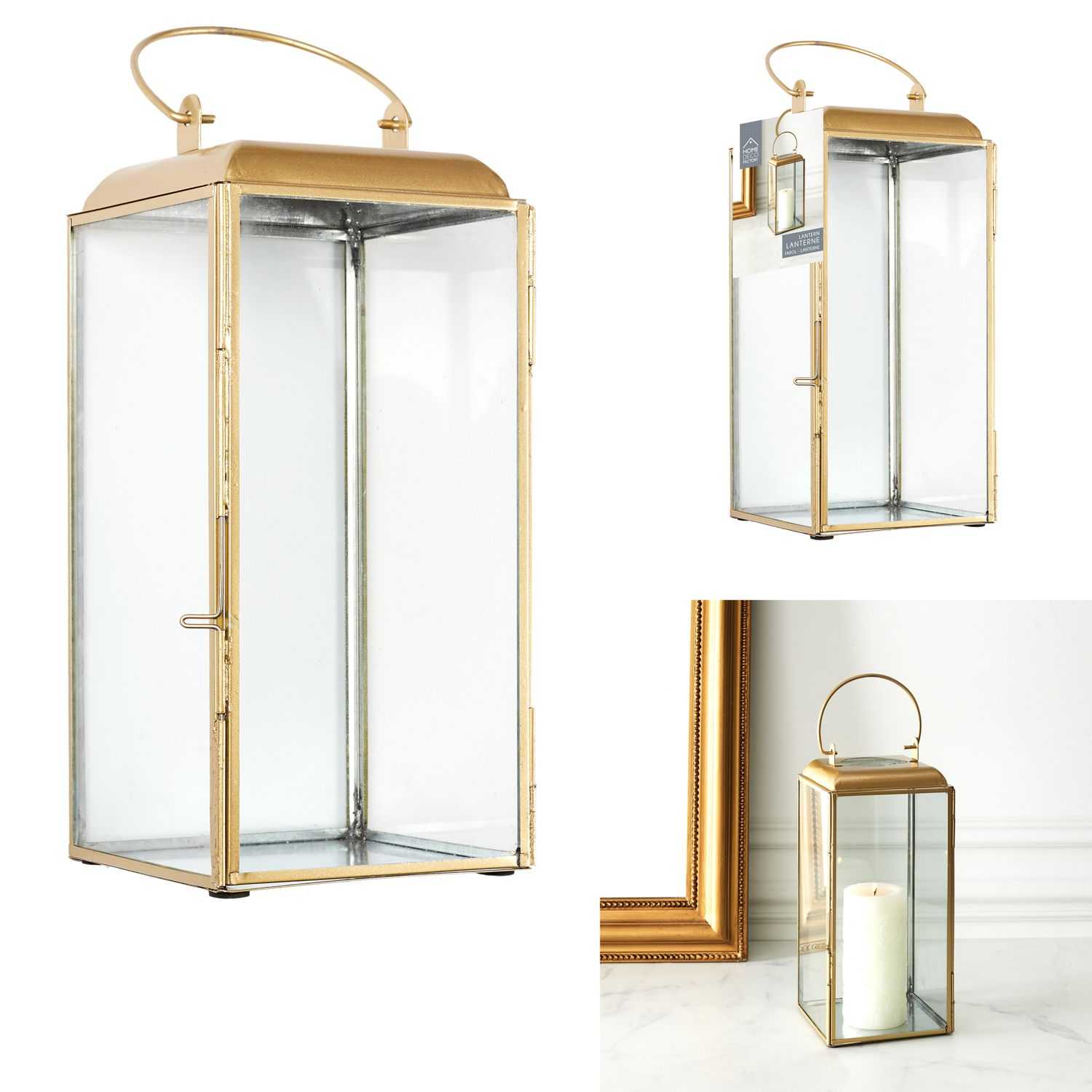 Metalen lantaarn H30cm Goud