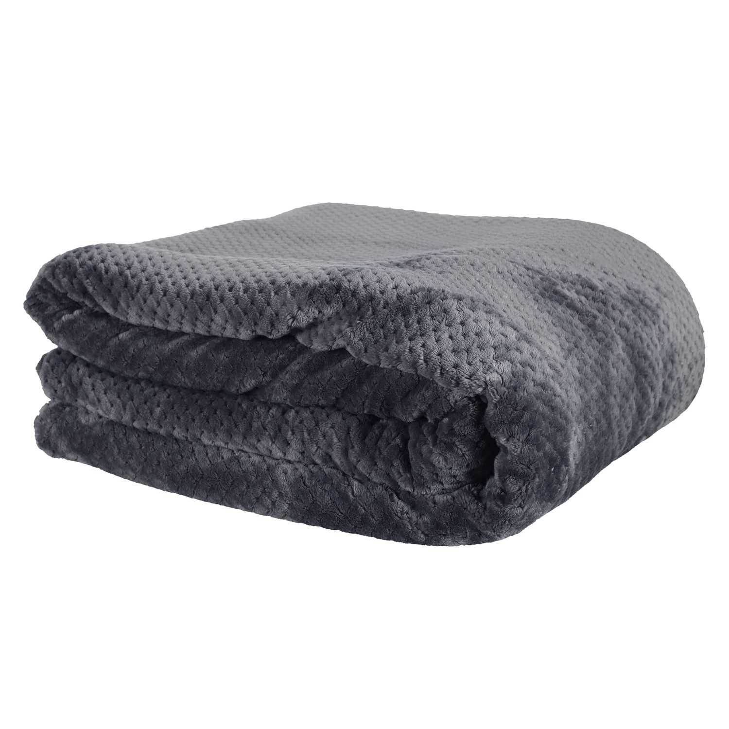 Fleece honingraat plaid xxl 180x220cm Grijs