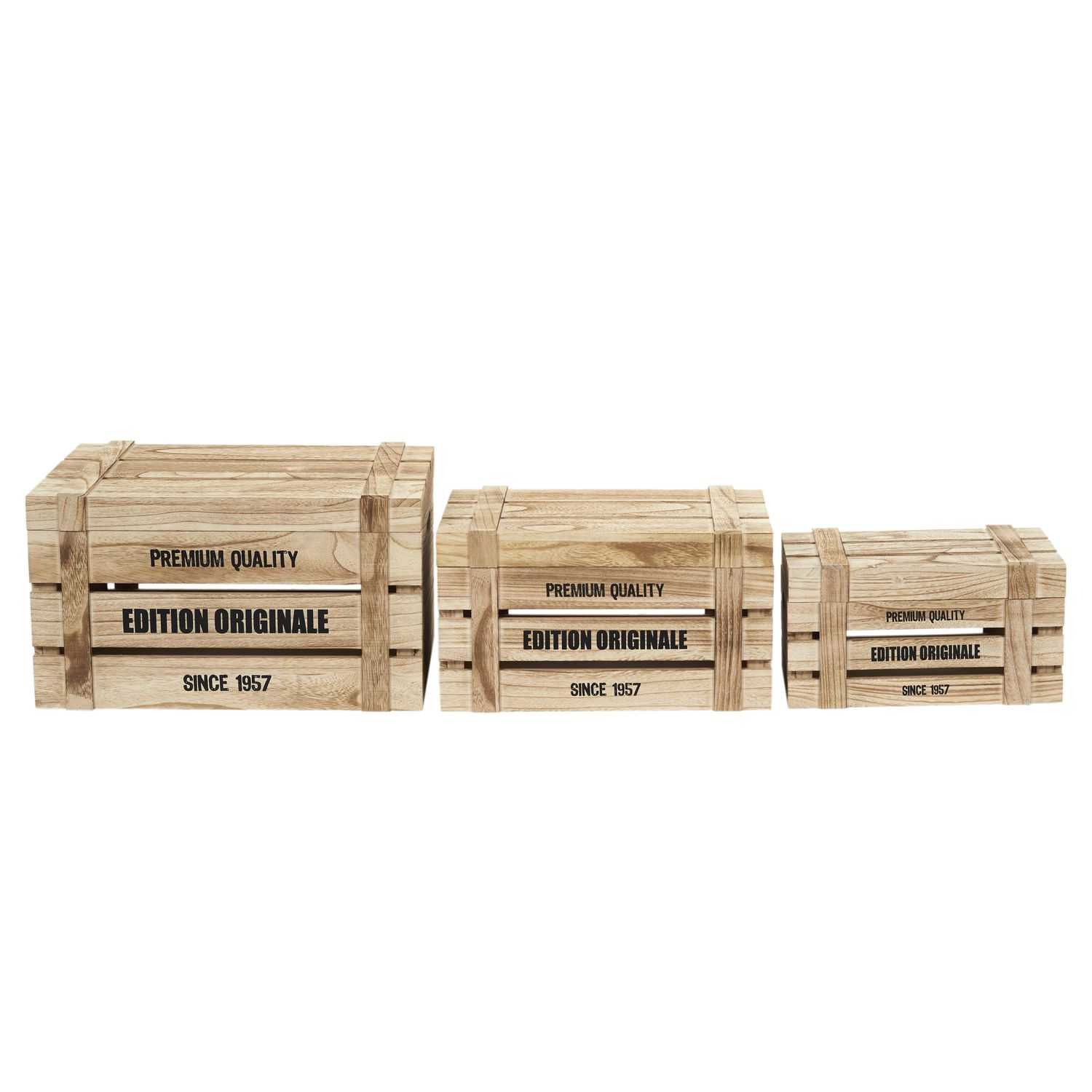 Home Deco Retro Houten opberg box set van 3 stuks