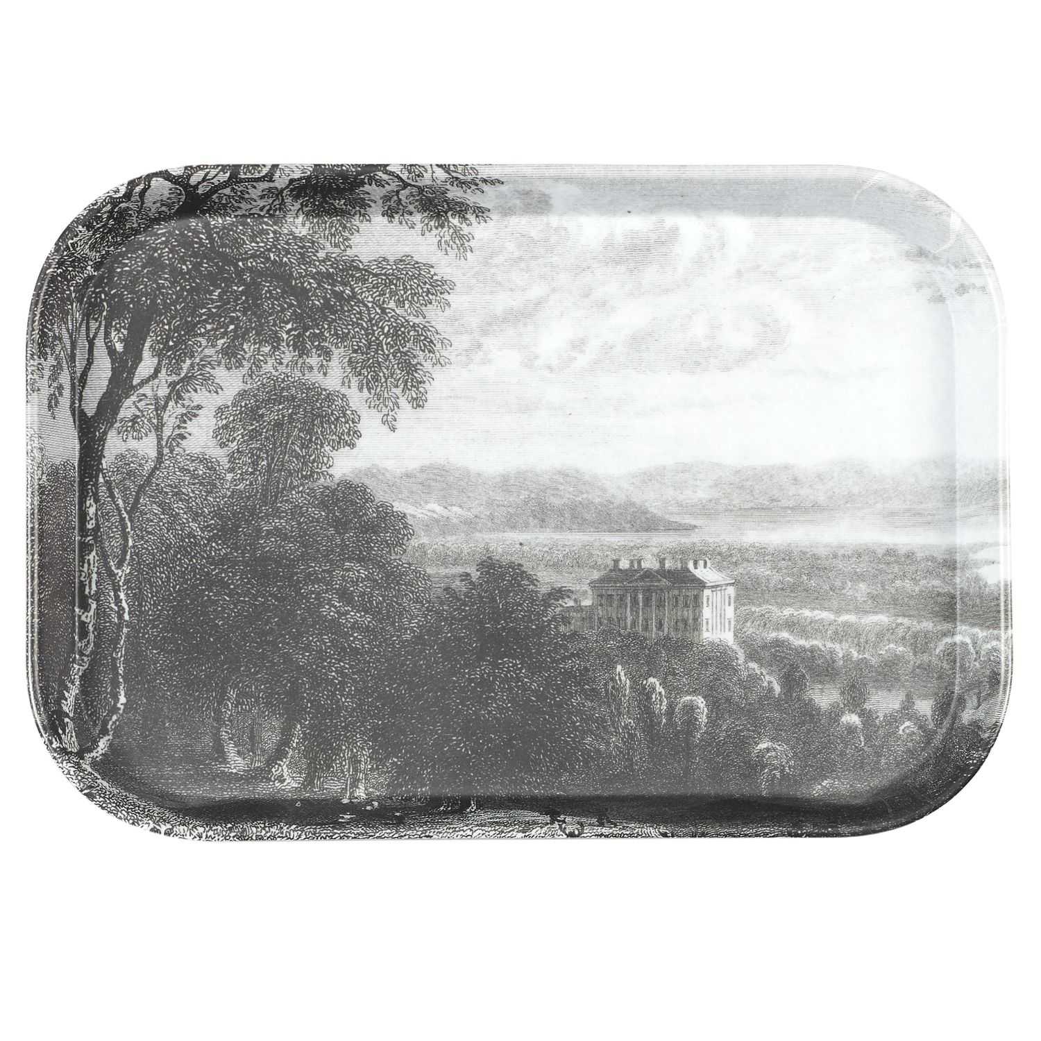 Black Forest Melamine dienblad rechthoek 21cm met bosprint Zwart