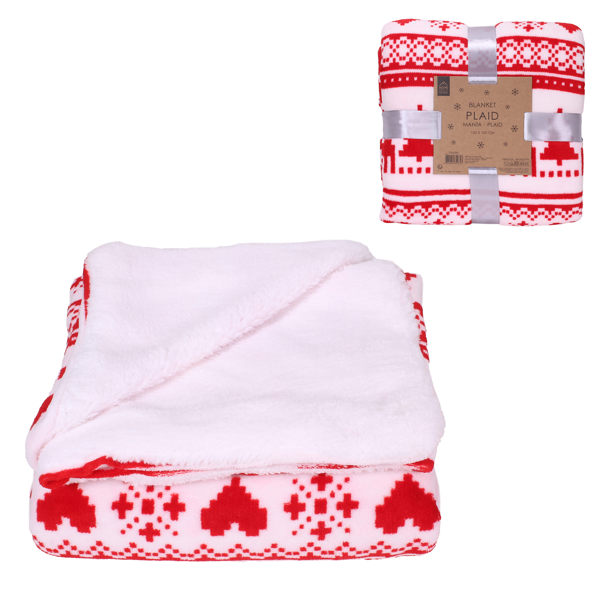 Geruite flanellen sherpa 150x120 cm Rood Geruite flanellen sherpa 150x120 cm Rood