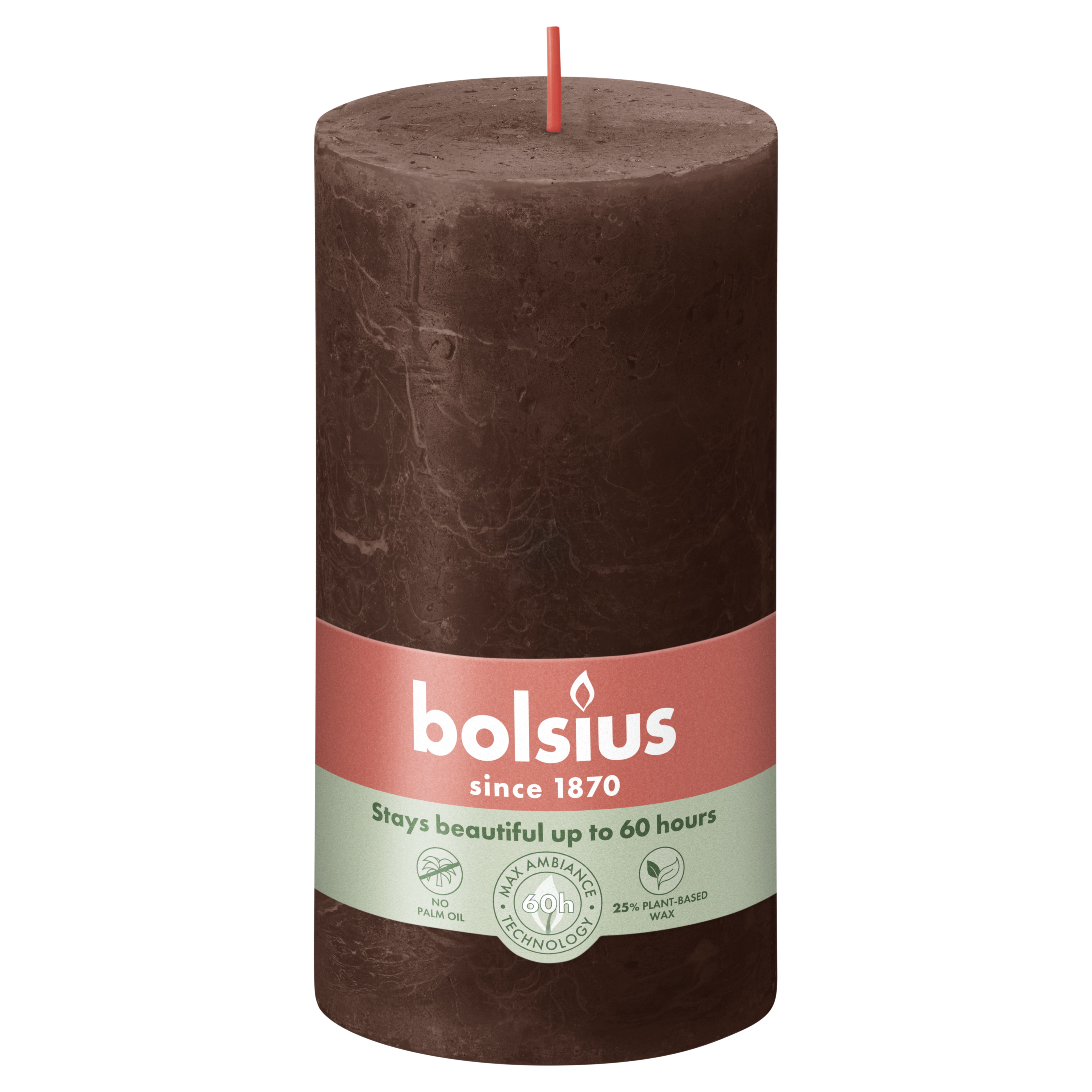 Rustiek stompkaars 130/68 Chocolate Brown