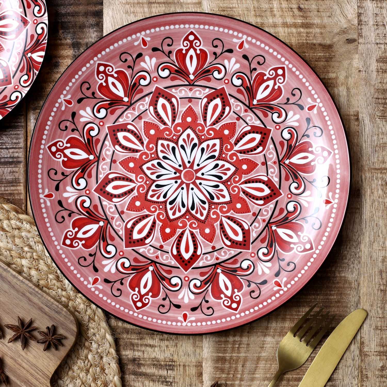 Bord Jaipur D26cm, Rood