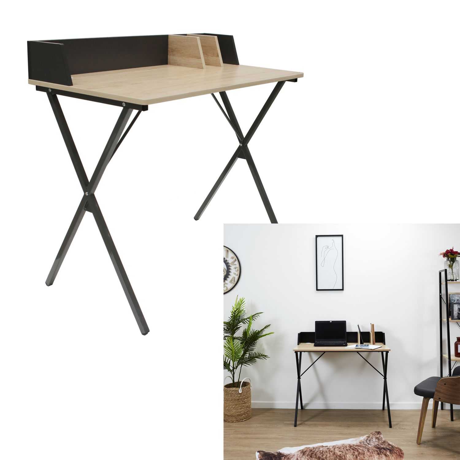 Bureau Brice 90x84x50cm Zwart 