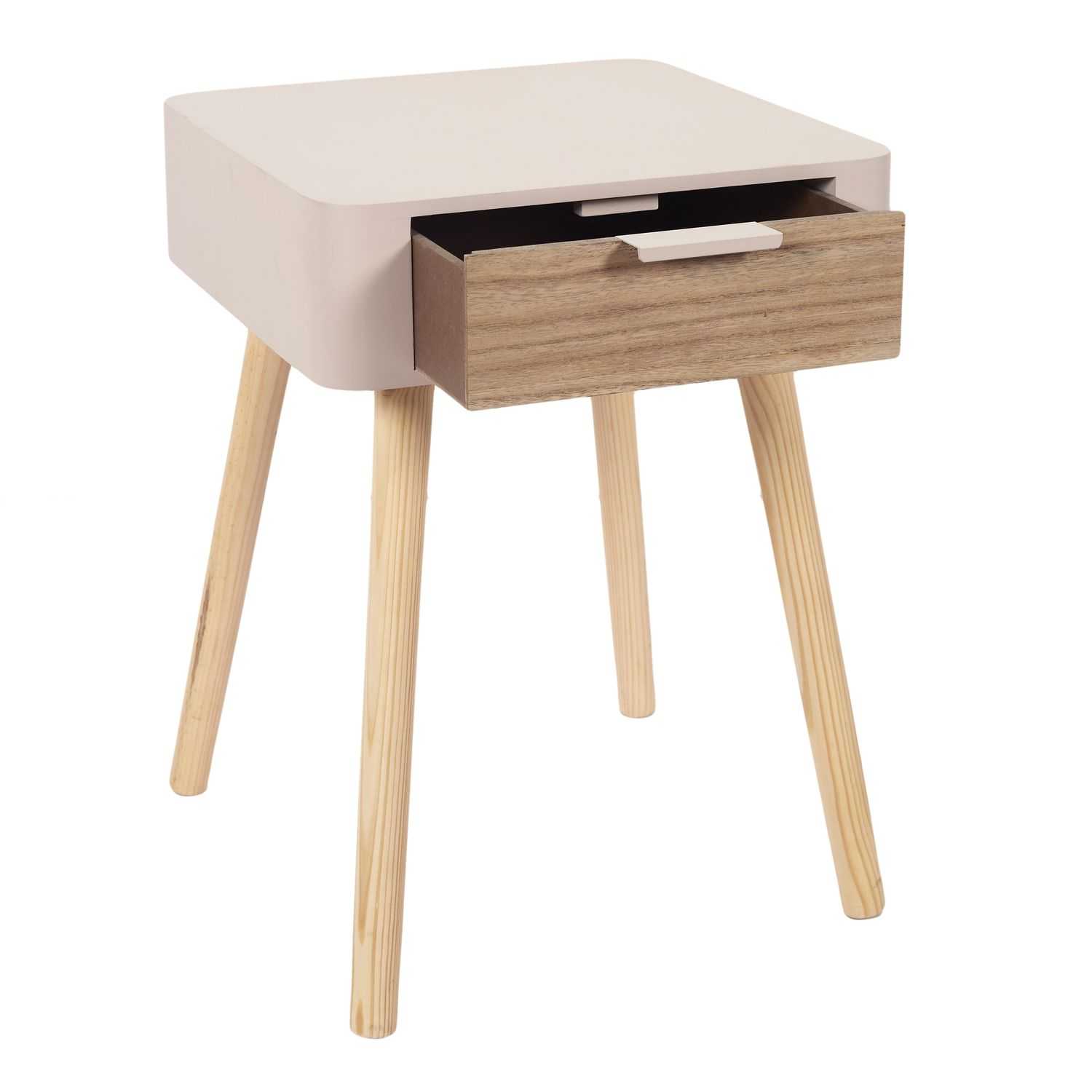 Nude Palette Houten nachtkastje met lade 35x48x40cm, creme