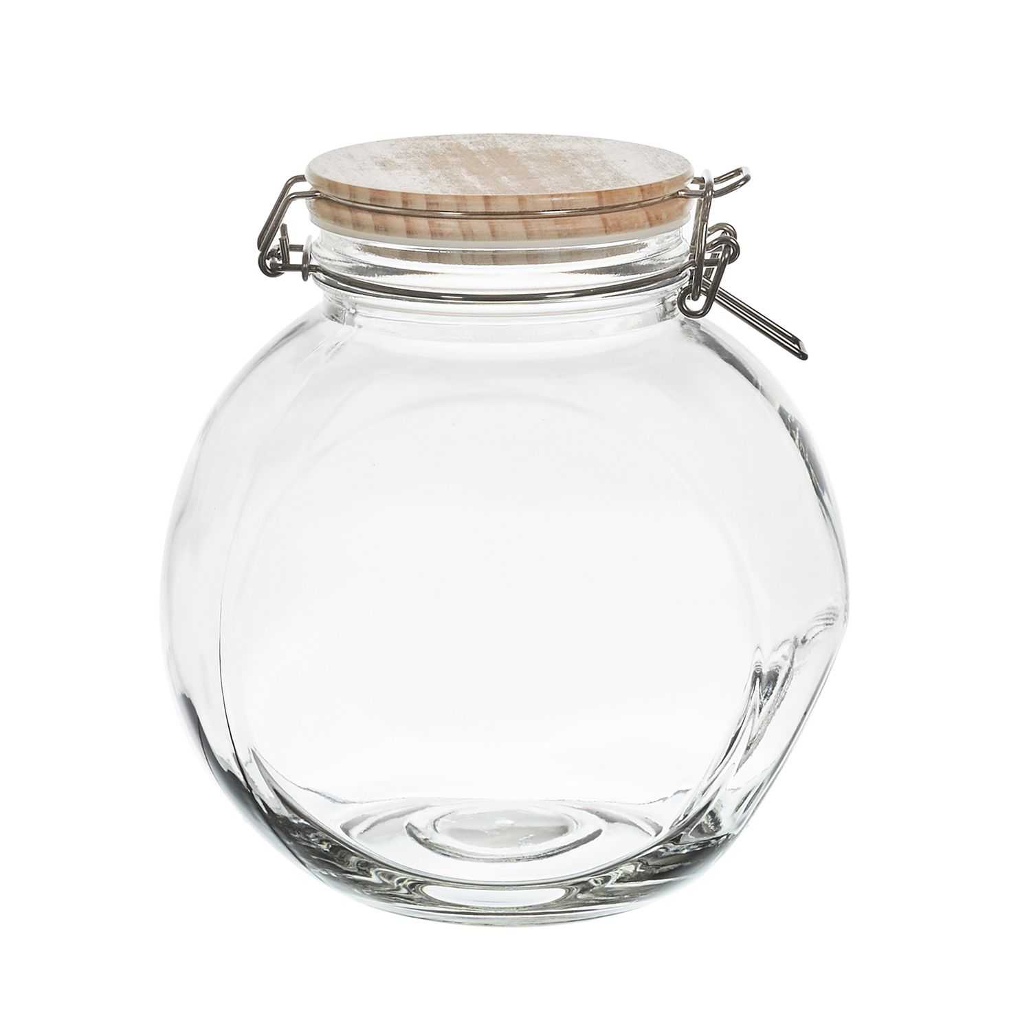Glazen snoeppot met houten deksel 2,2liter