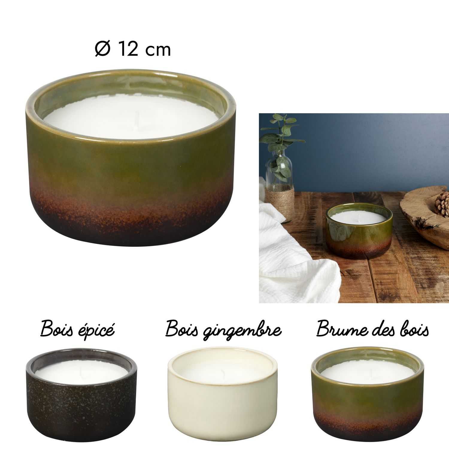 Geurkaars in keramieke pot D12cm