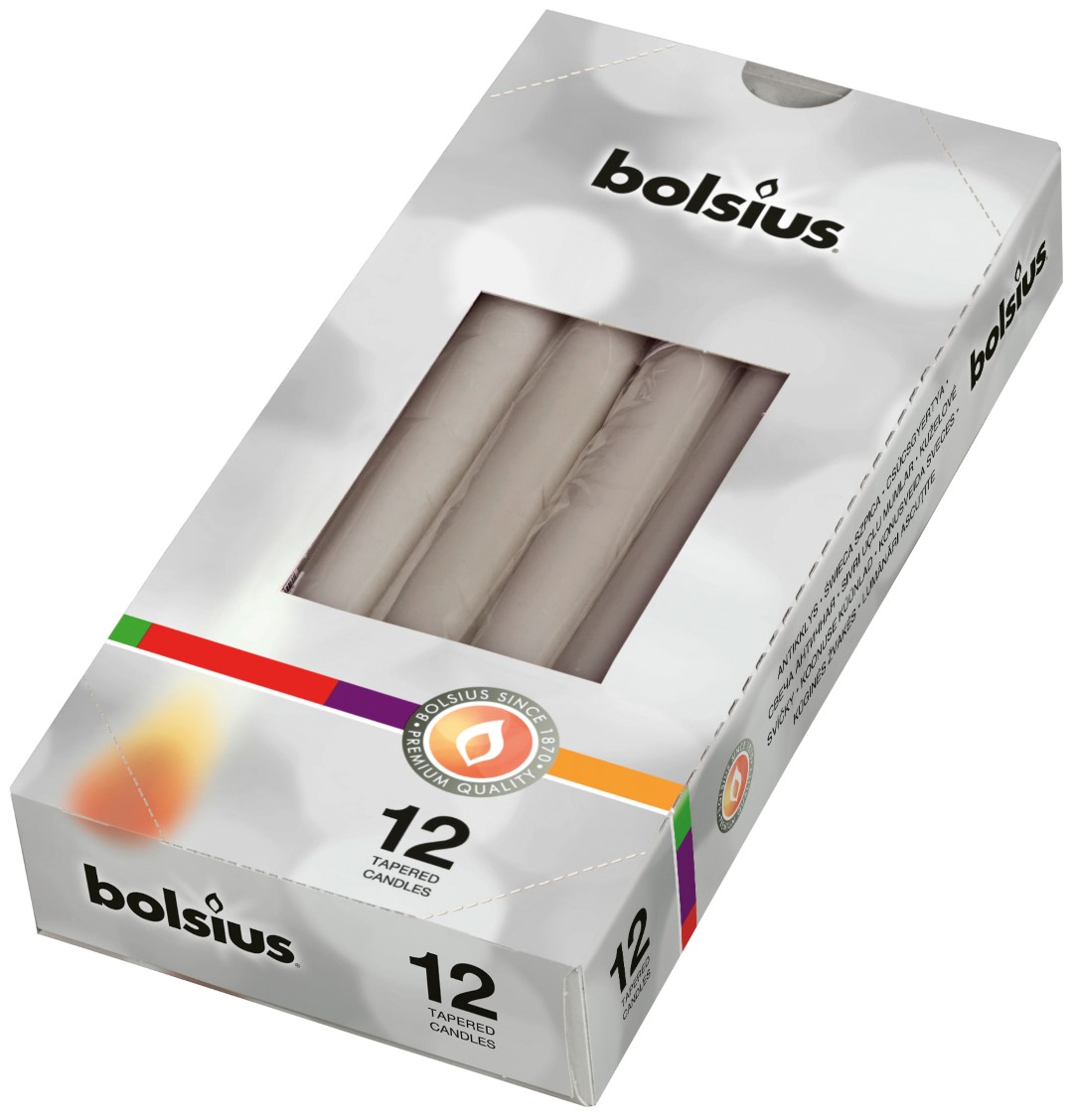 Gotische kaarsen doos 245/24 doos 12 Warm grijs