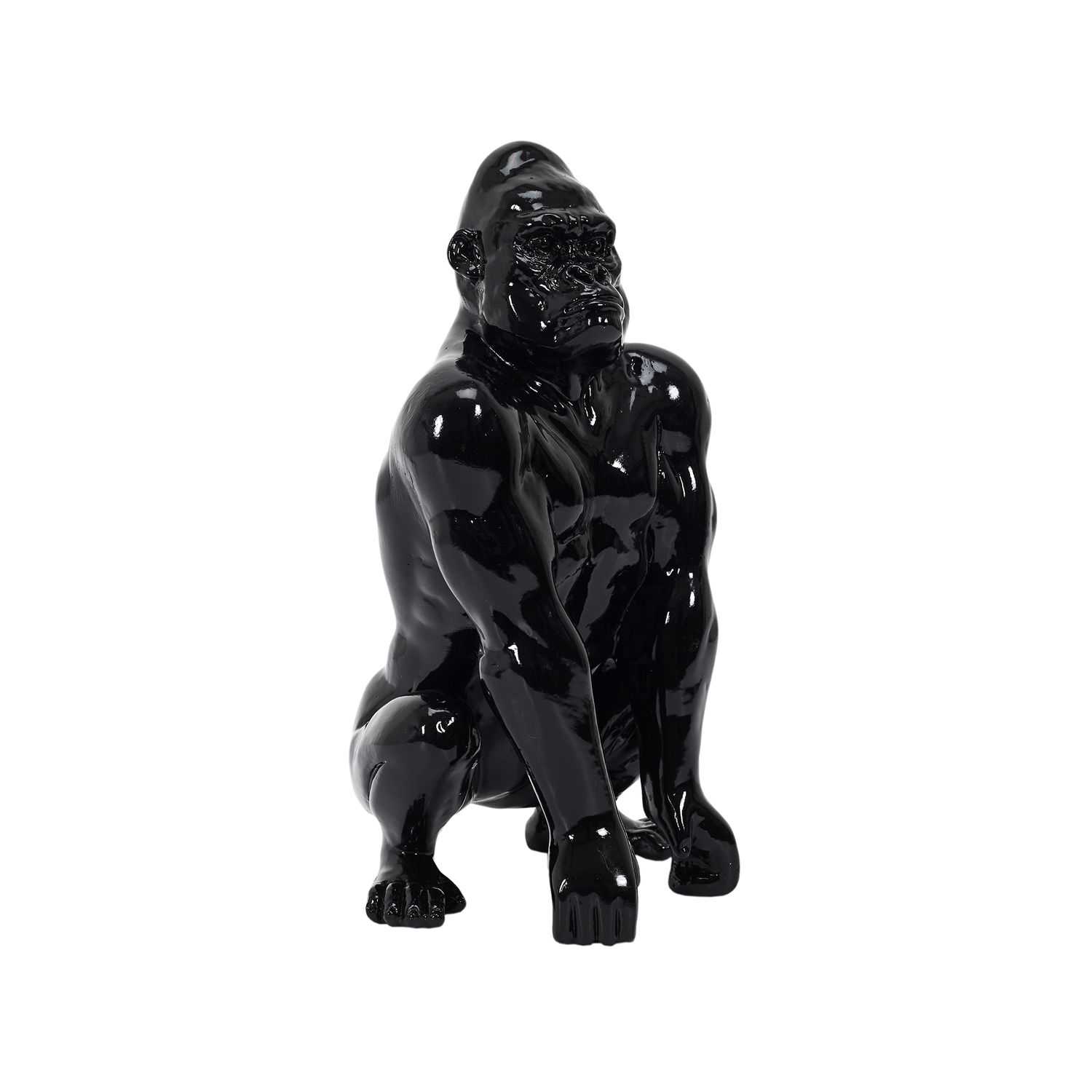 Decoratie gorilla 14,5x24x14cm Zwart 