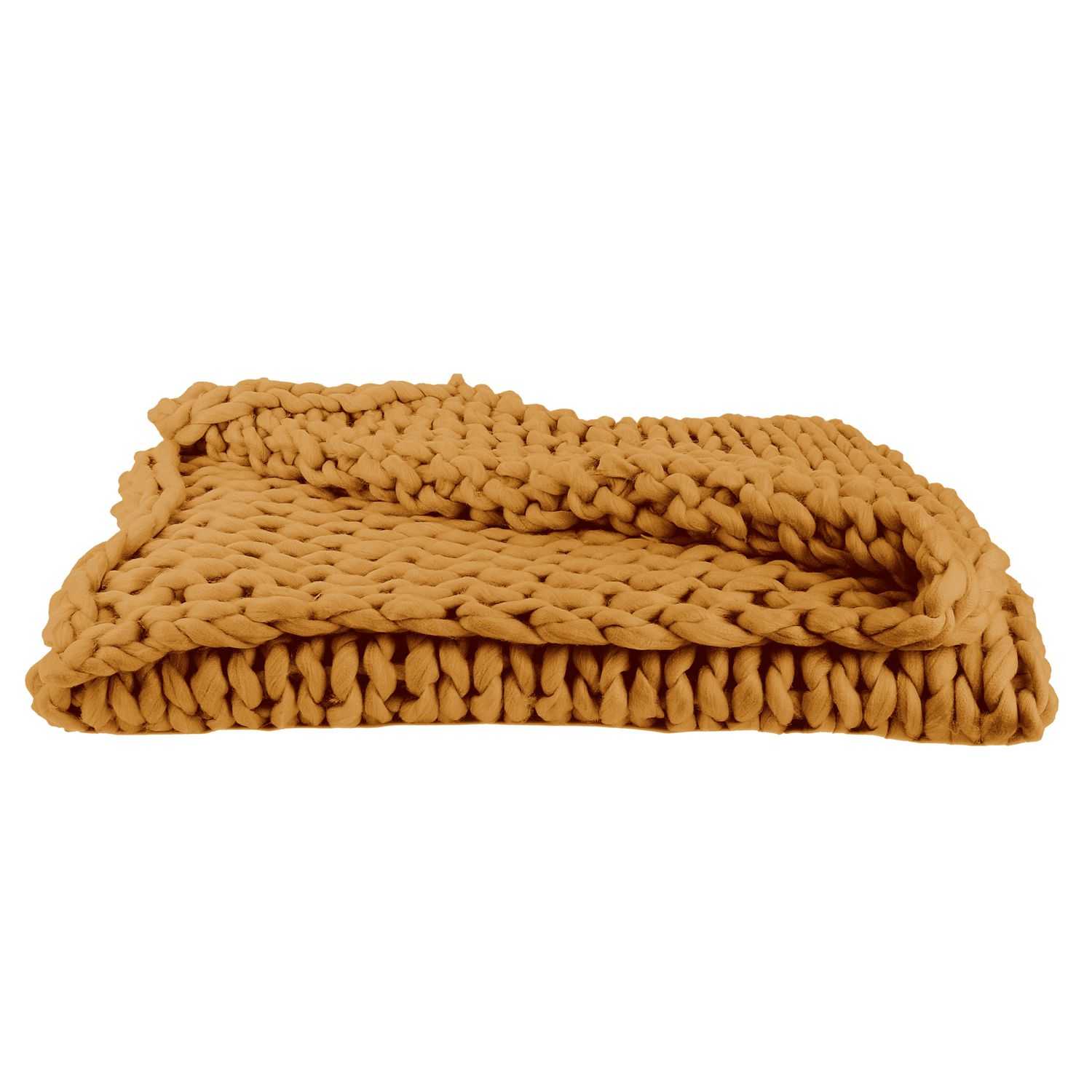 Home Deco Retro Gebreide deken 120x150cm Geel
