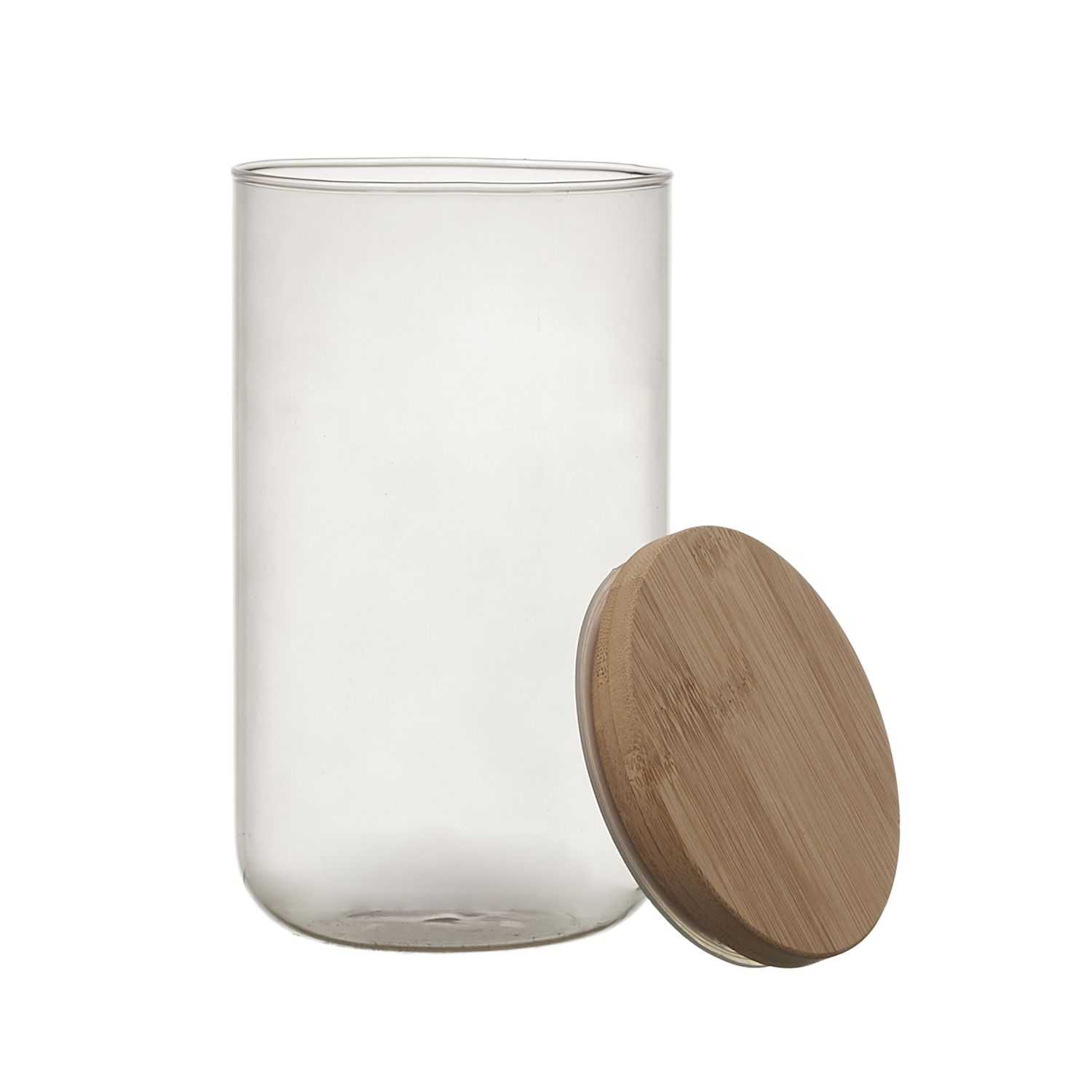 Glazen pot met bamboedeksel 1 liter