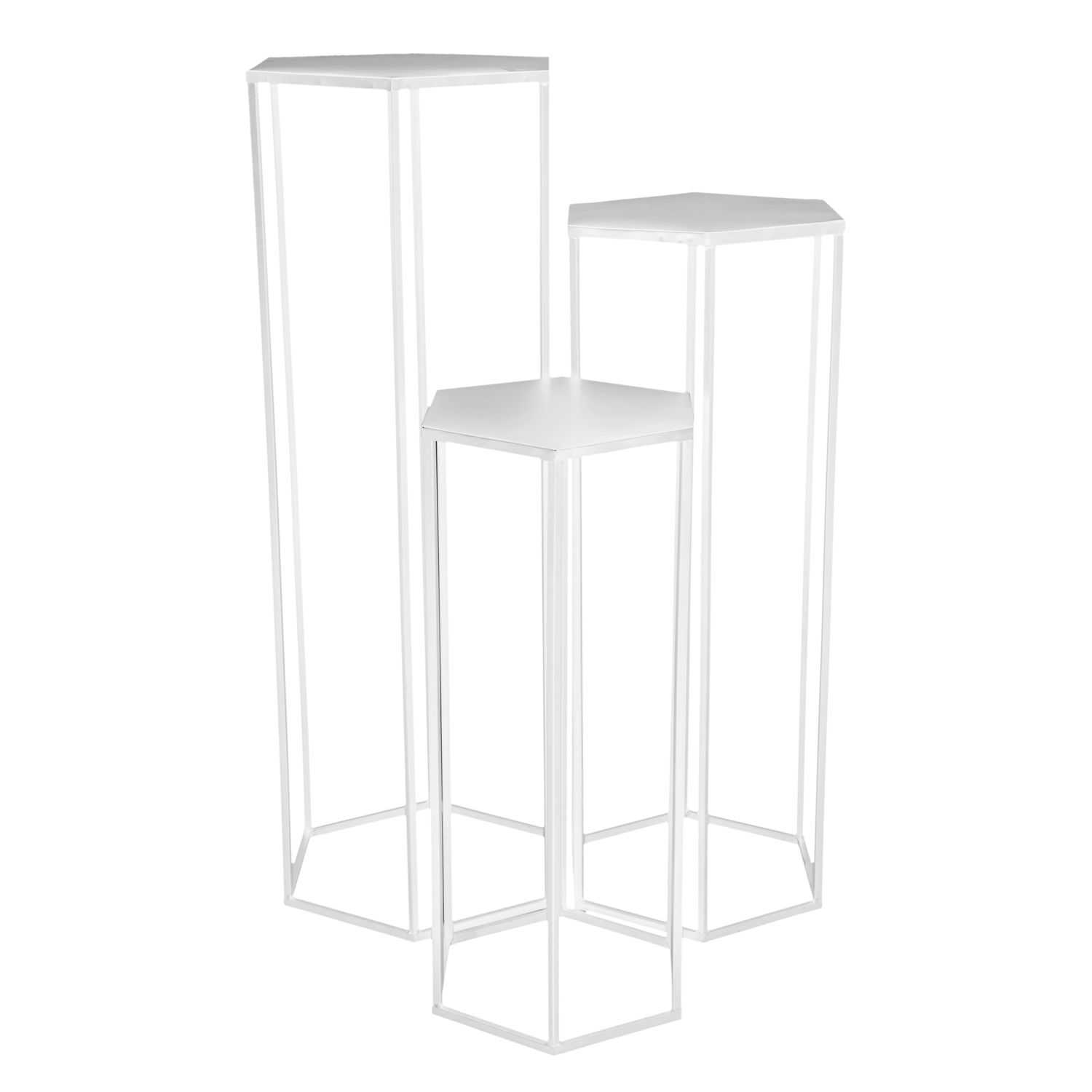 Metalen bijzettafels hoog set 3 stuks Wit