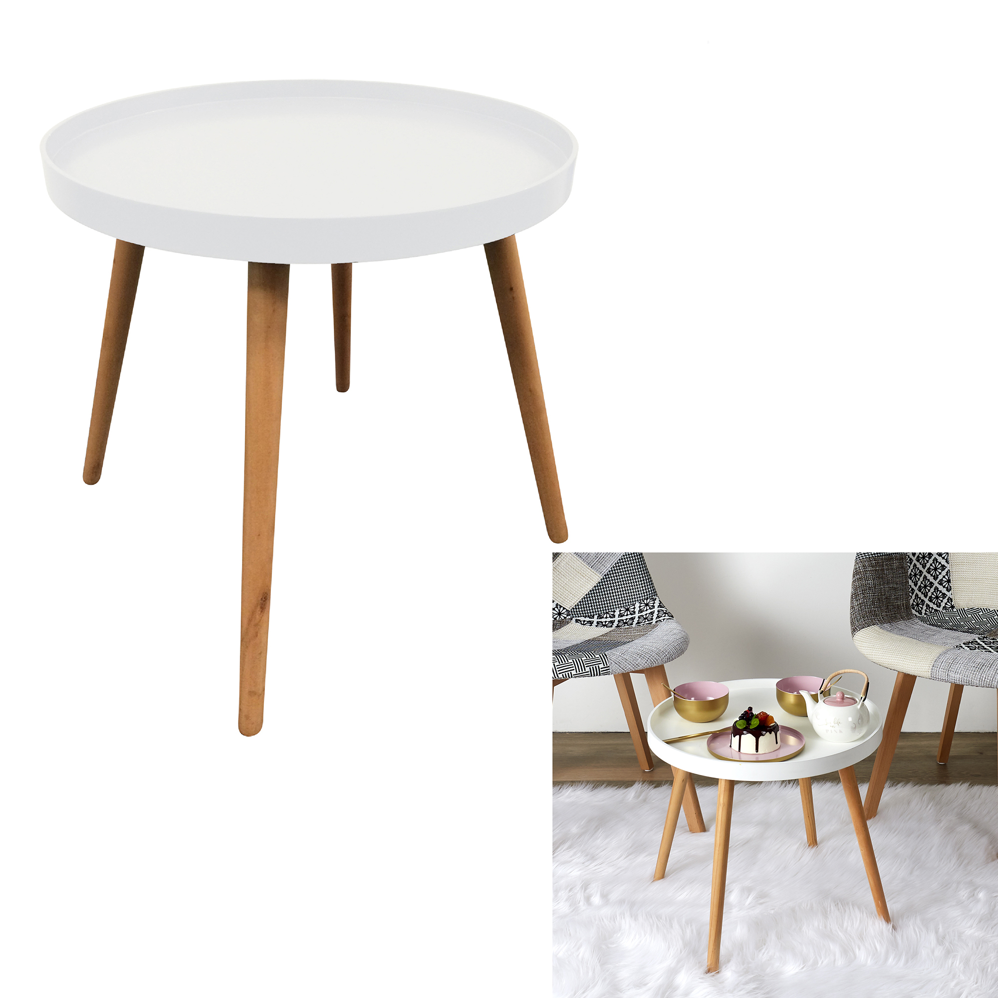 Witte ronde bijtafel 50,1x43,5x50,1cm