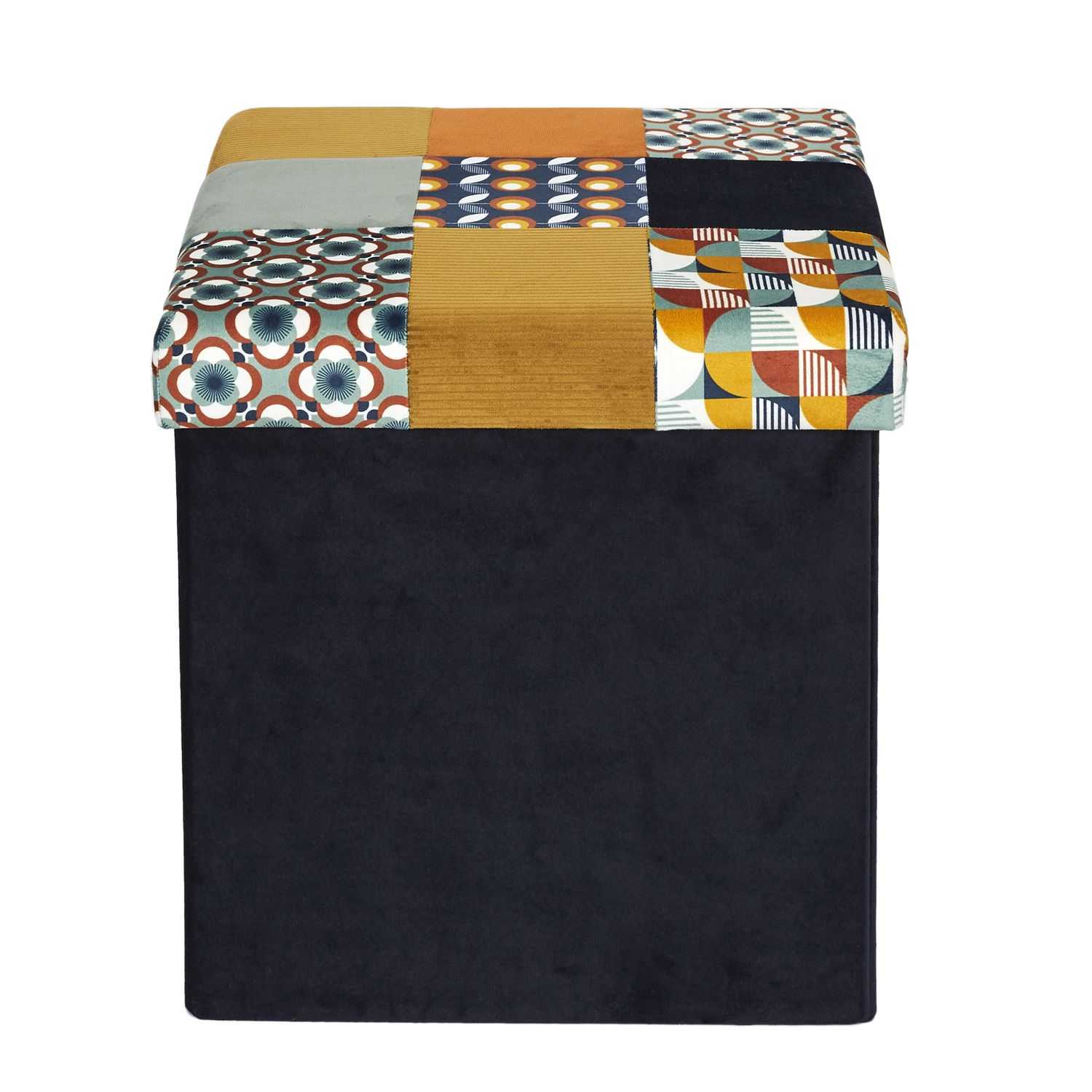 Home Deco Retro Opvouwbare poef Patchwork 38x38x38cm