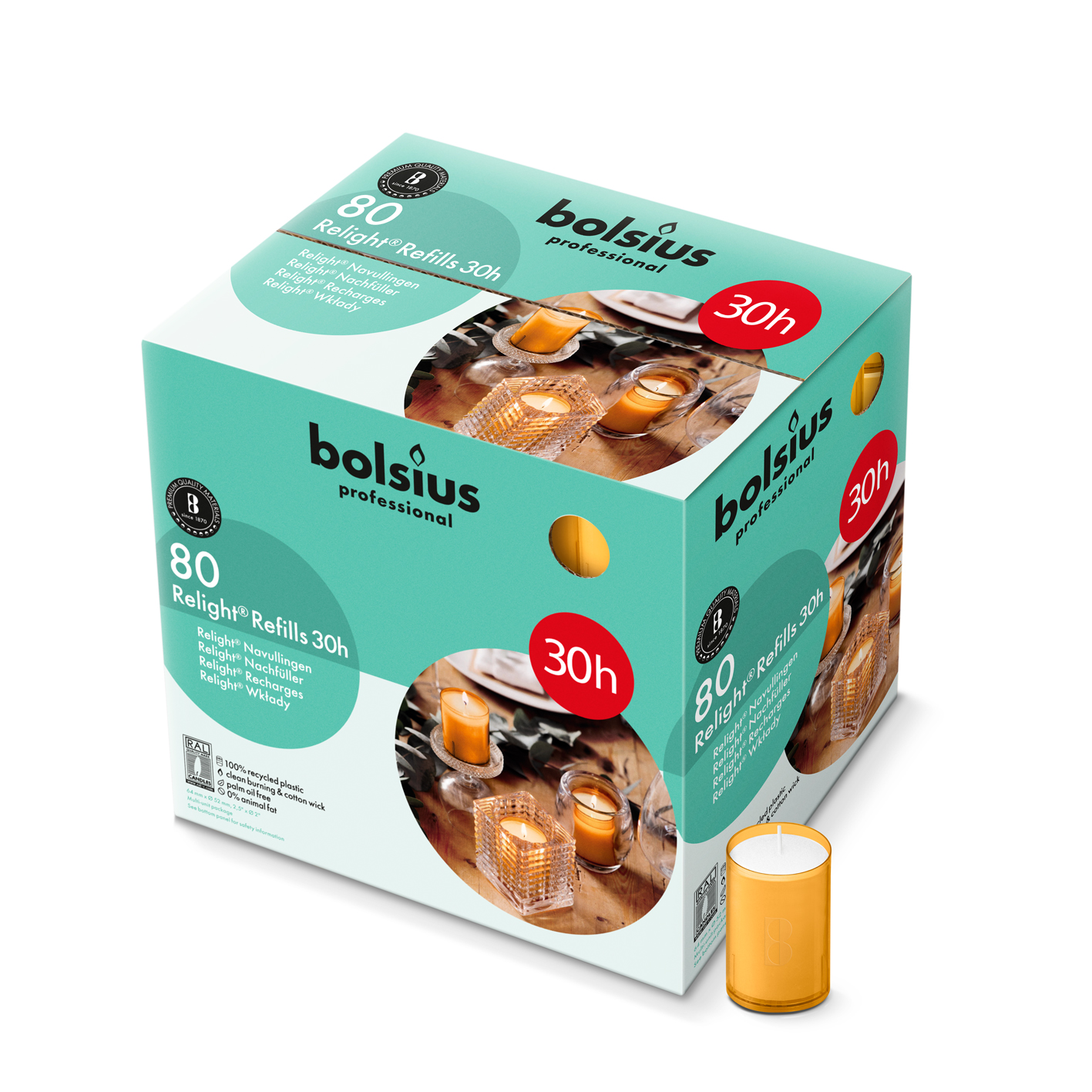 Horeca Relight® Plus navullingen 30 uur 64/52 doos 80 Amber