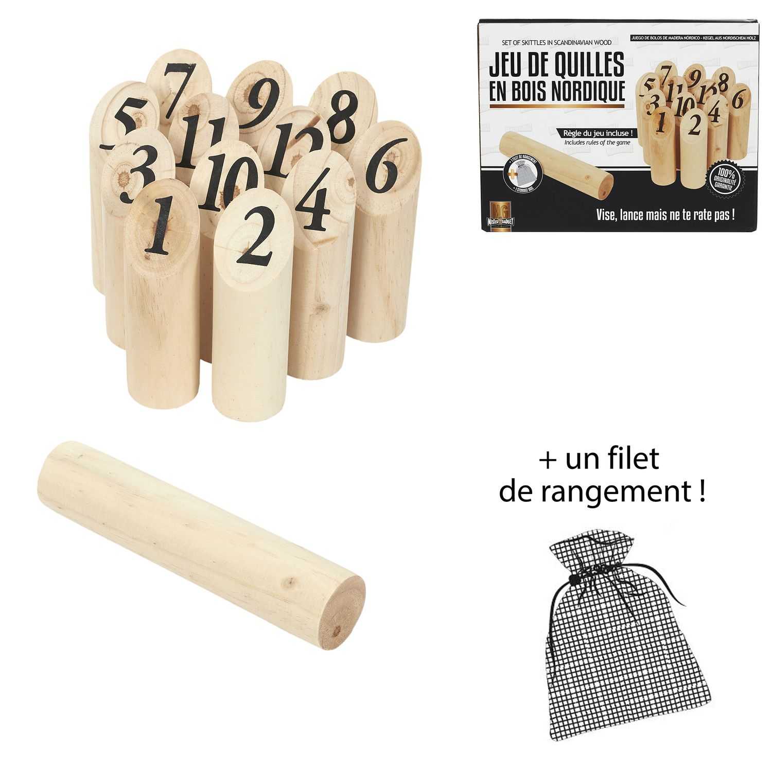 Zweeds kegelspel hout incl. opbergtas en reglement