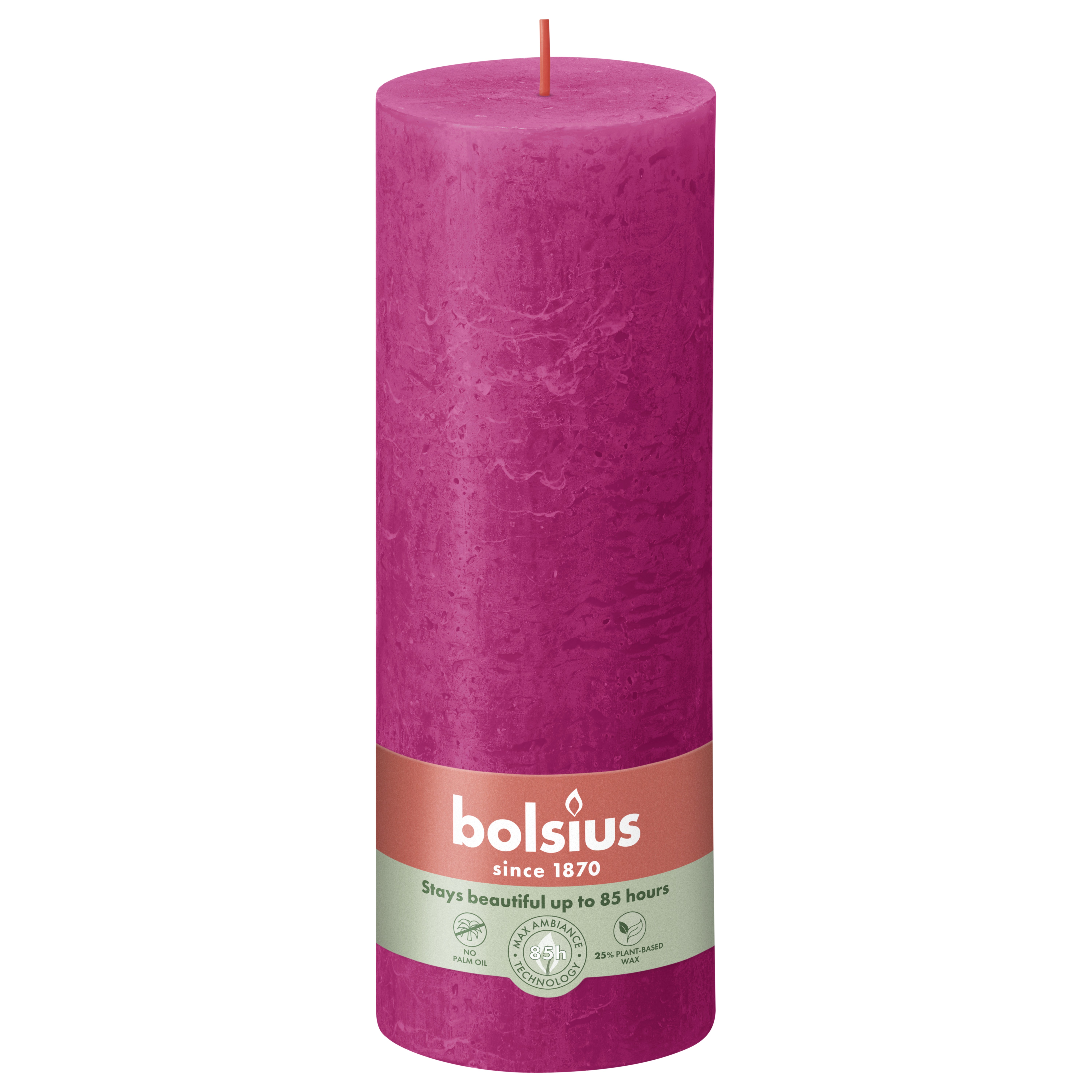 Rustiek stompkaars 190/68 Fuchsia