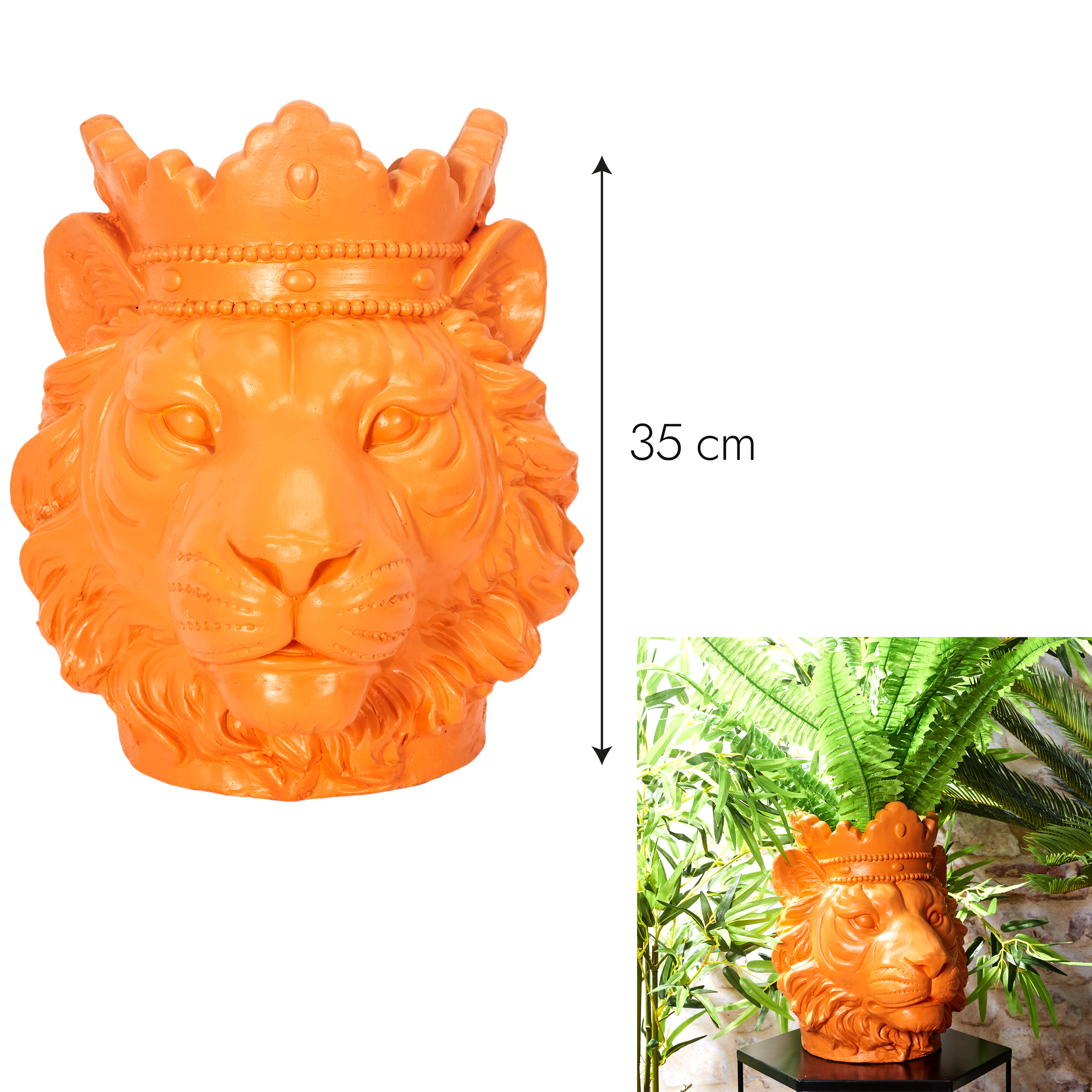 Bloempot sculptuur leeuw H35cm Oranje Bloempot sculptuur leeuw H35cm Oranje