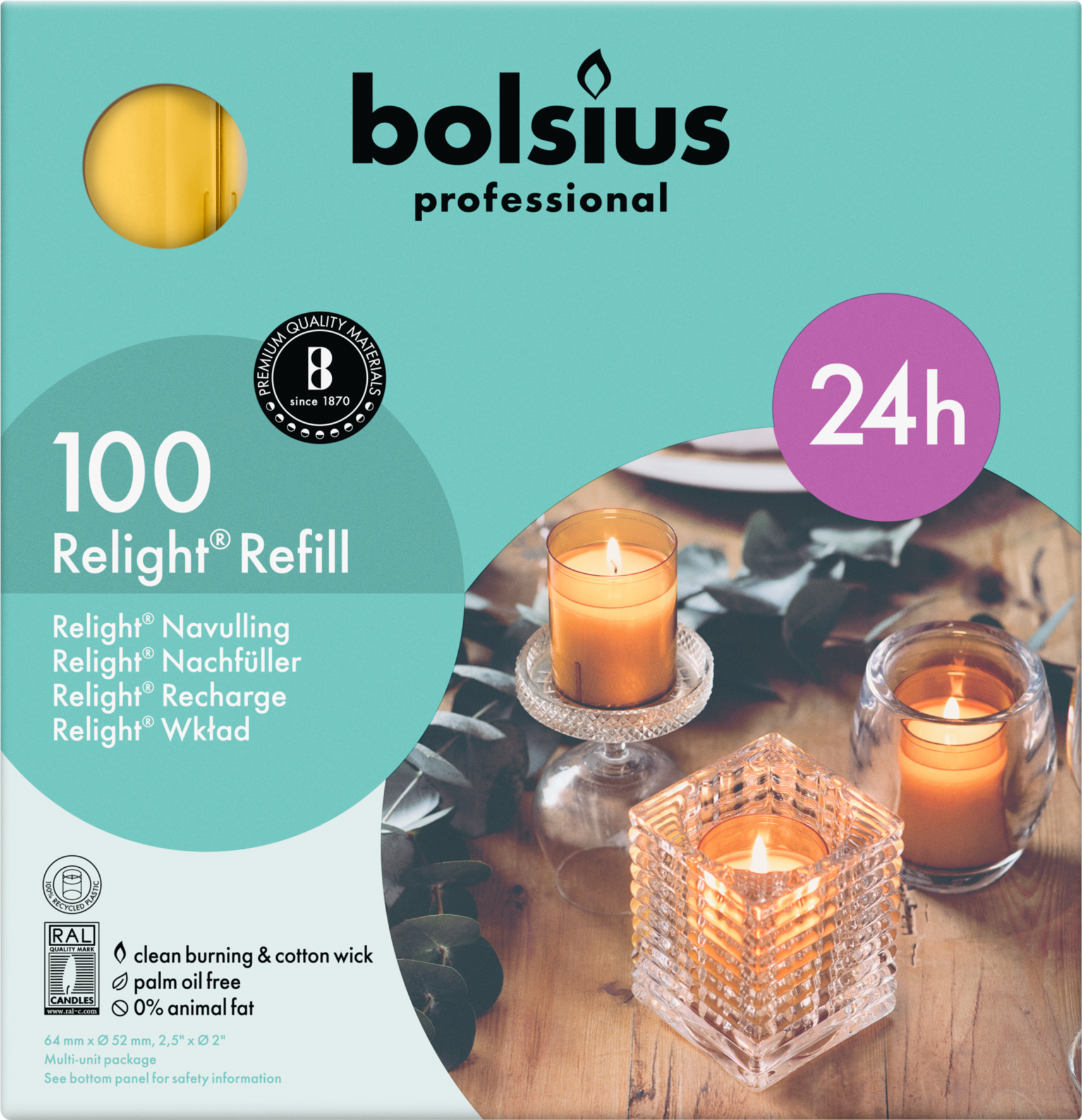 Relight® refill 24 uur 64/52 doos 100 stuks, Amber