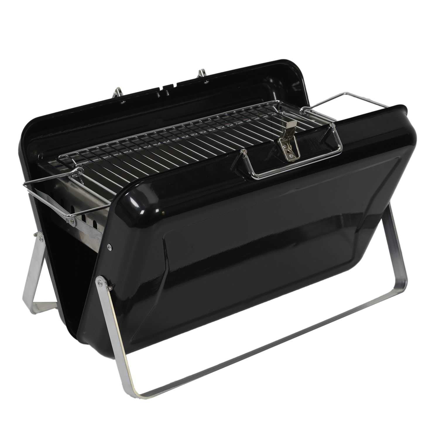 Draagbare kofferbarbecue Zwart
