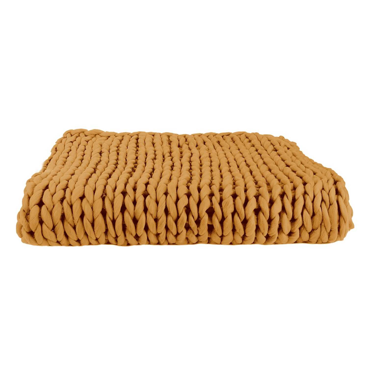 Home Deco Retro Gebreide deken 120x150cm Geel