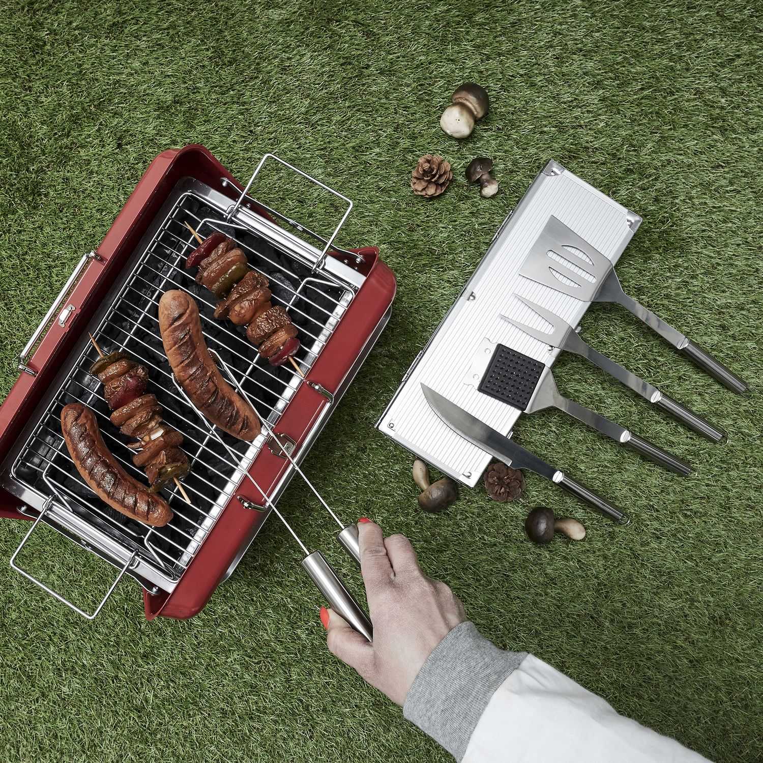 BBQ gereedschap in aluminium koffer 6-delig 
