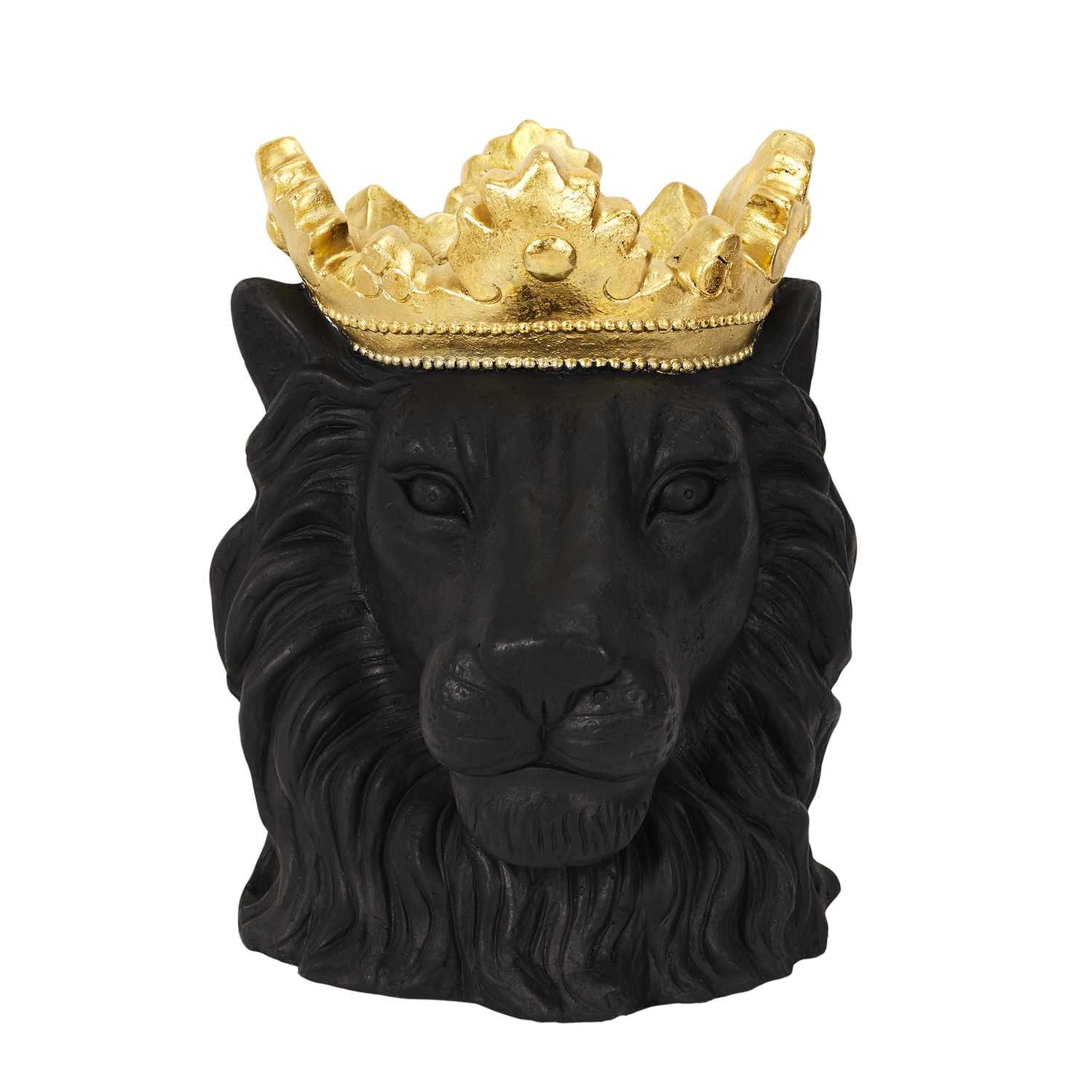 Decoratieve pot leeuw H39xD16cm, Zwart
