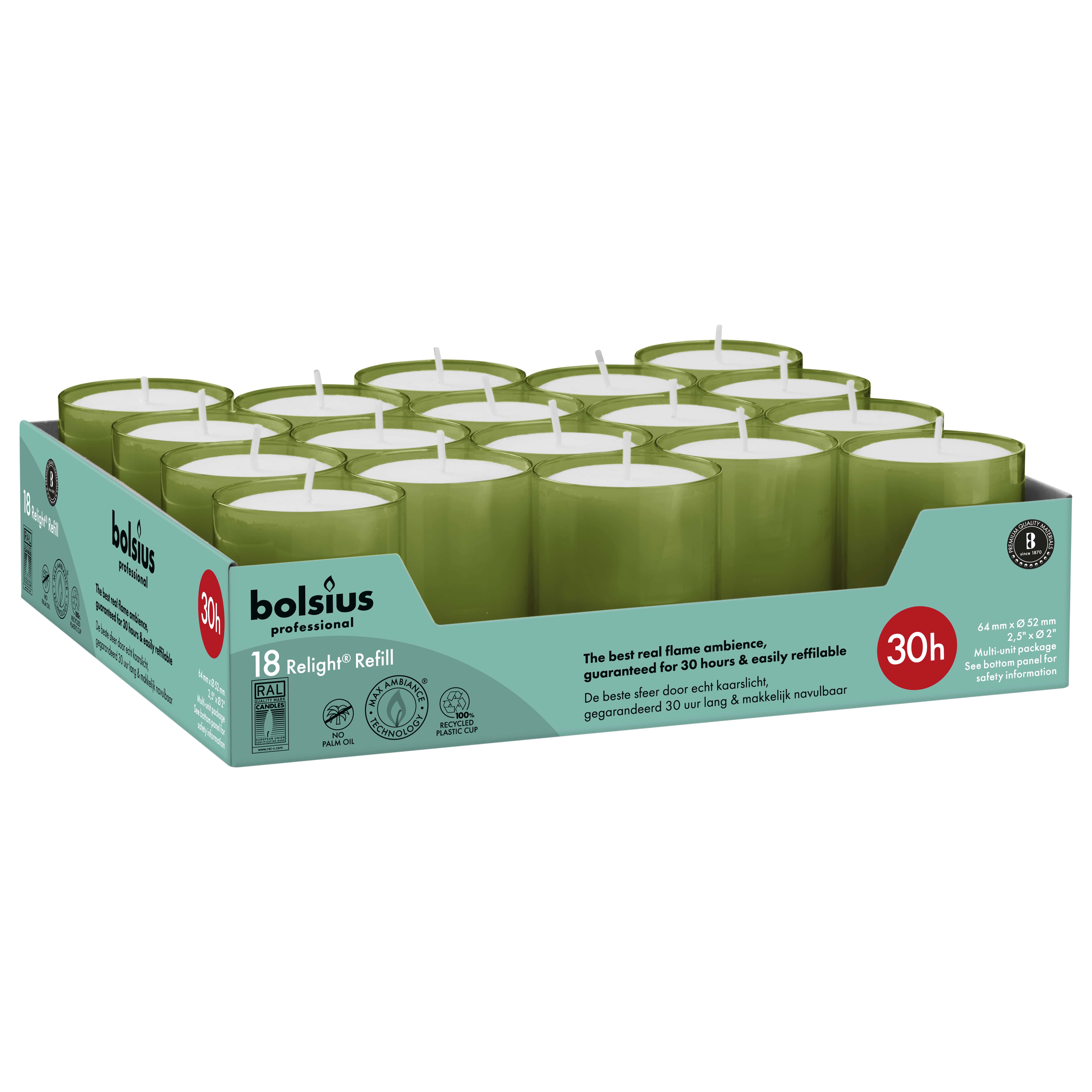 Horeca Relight® navullingen 64/52 tray 18 Olijfgroen