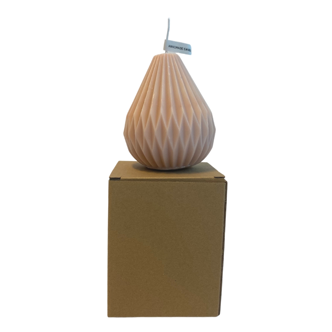 Geribbelde kaars Emma  licht roze in doosje