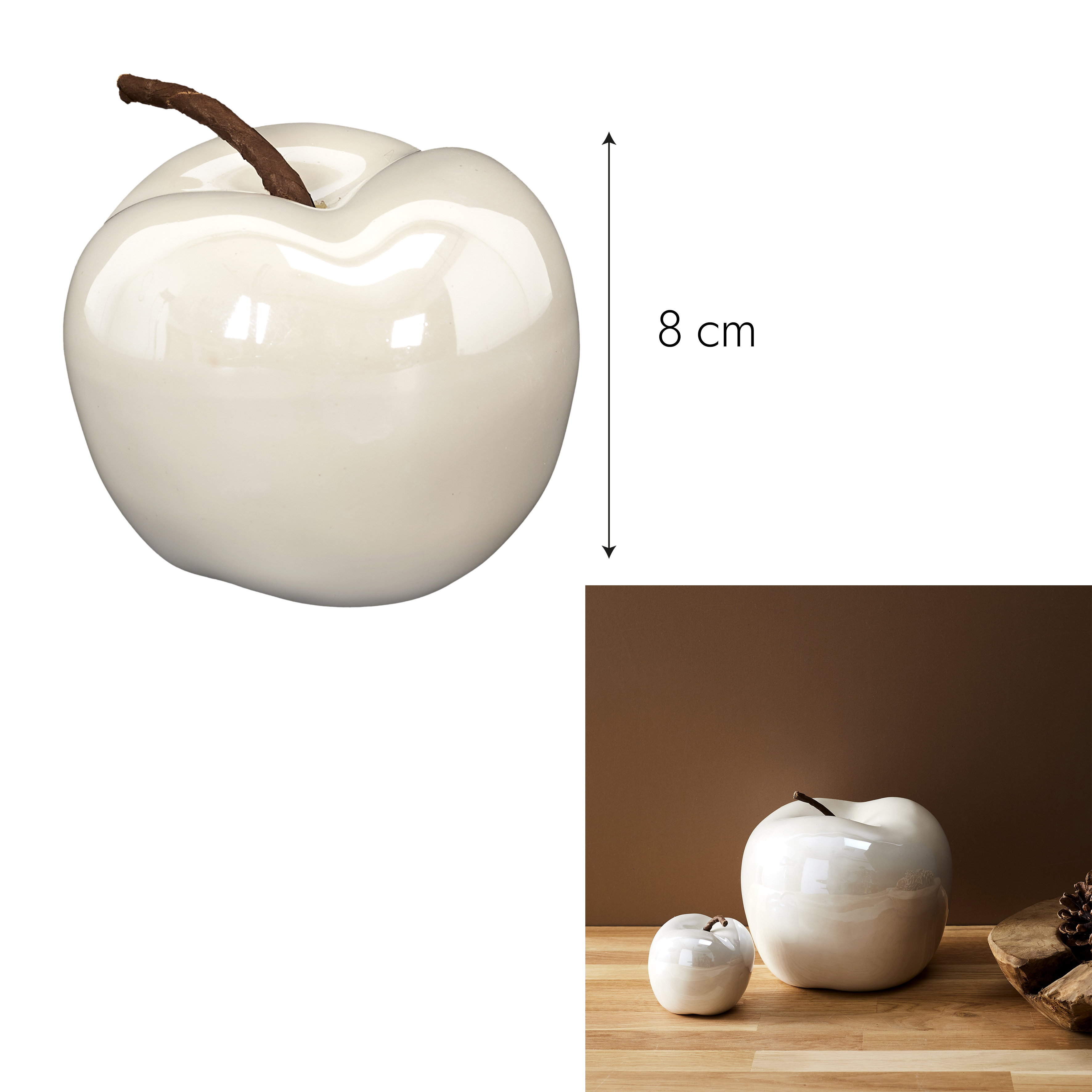 Keramieke deco appel H8cm Wit Keramieke deco appel H8cm Wit