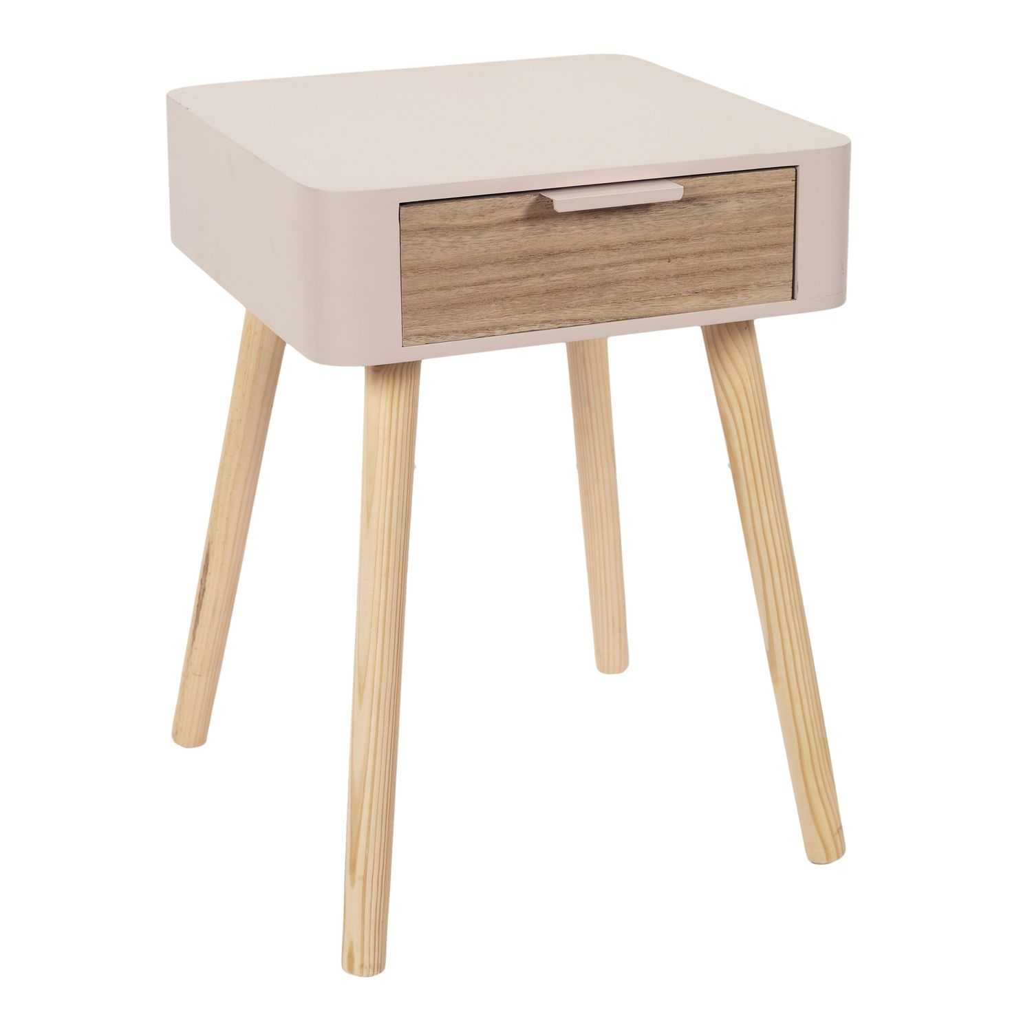 Nude Palette Houten nachtkastje met lade 35x48x40cm, creme