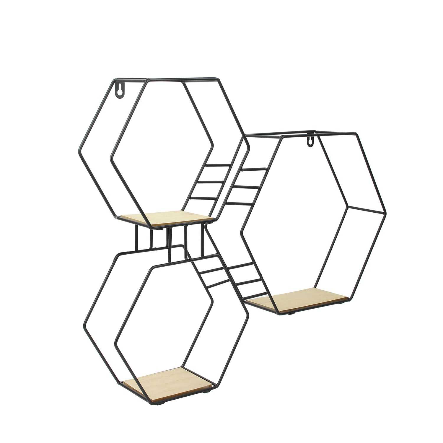 Zeshoekige wandplank 48x10x55cm