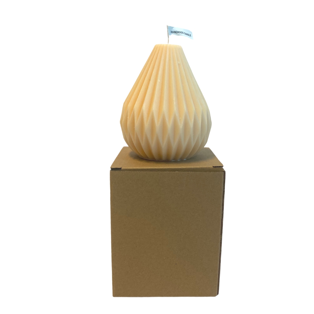 Geribbelde kaars Emma perzik in doosje