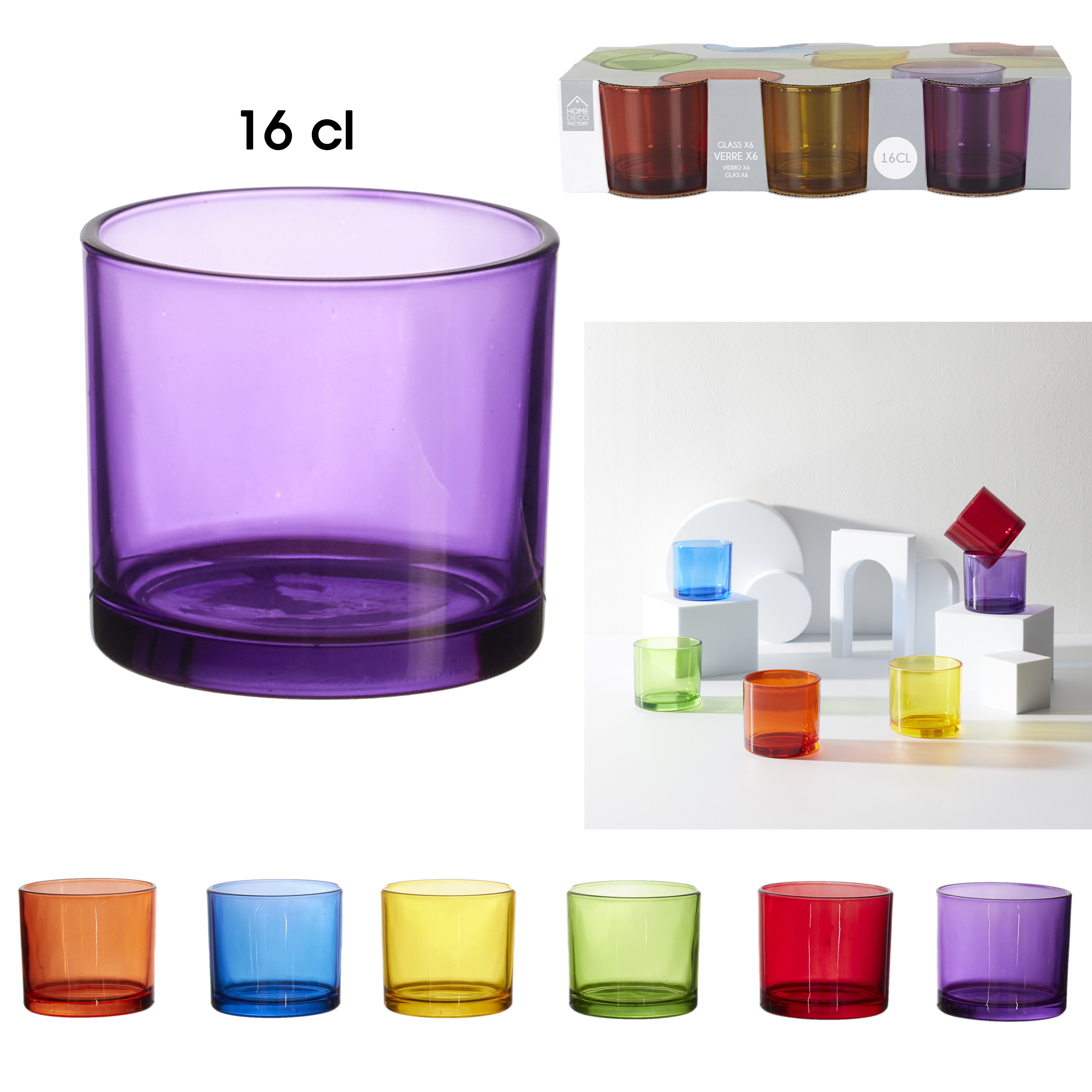 Gekleurd glas x6 16cl 