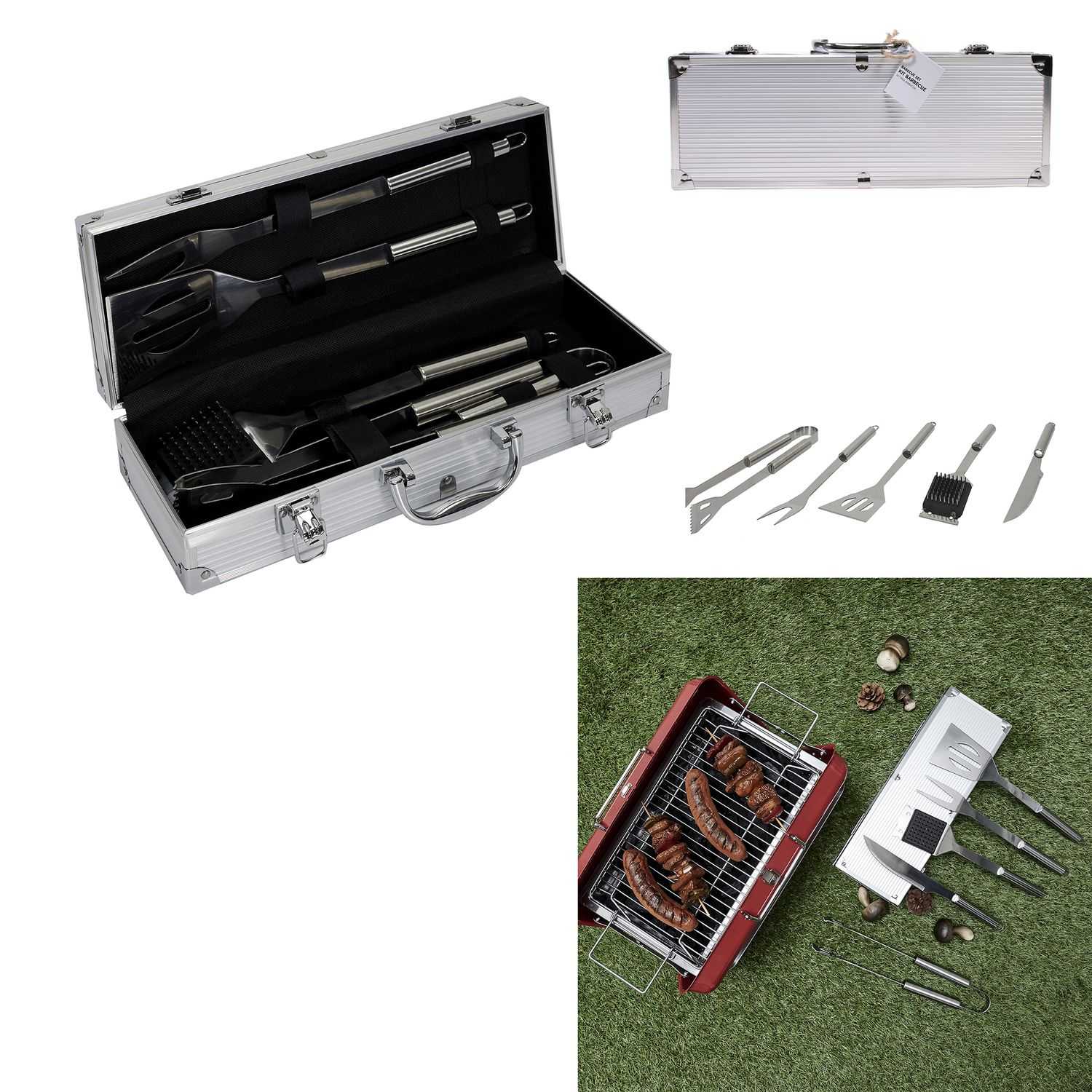 BBQ gereedschap in aluminium koffer 6-delig 