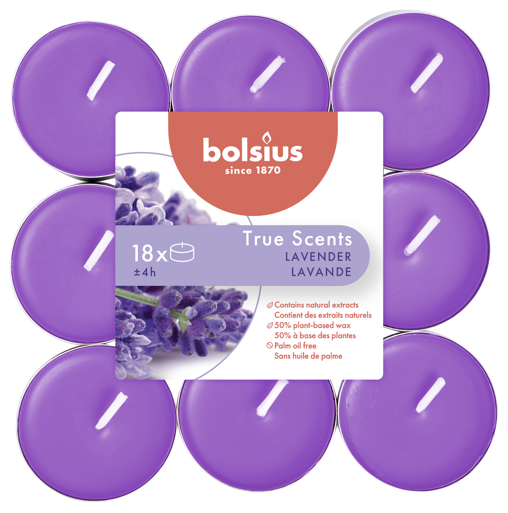 True Scents geurtheelicht brick 18 Lavendel