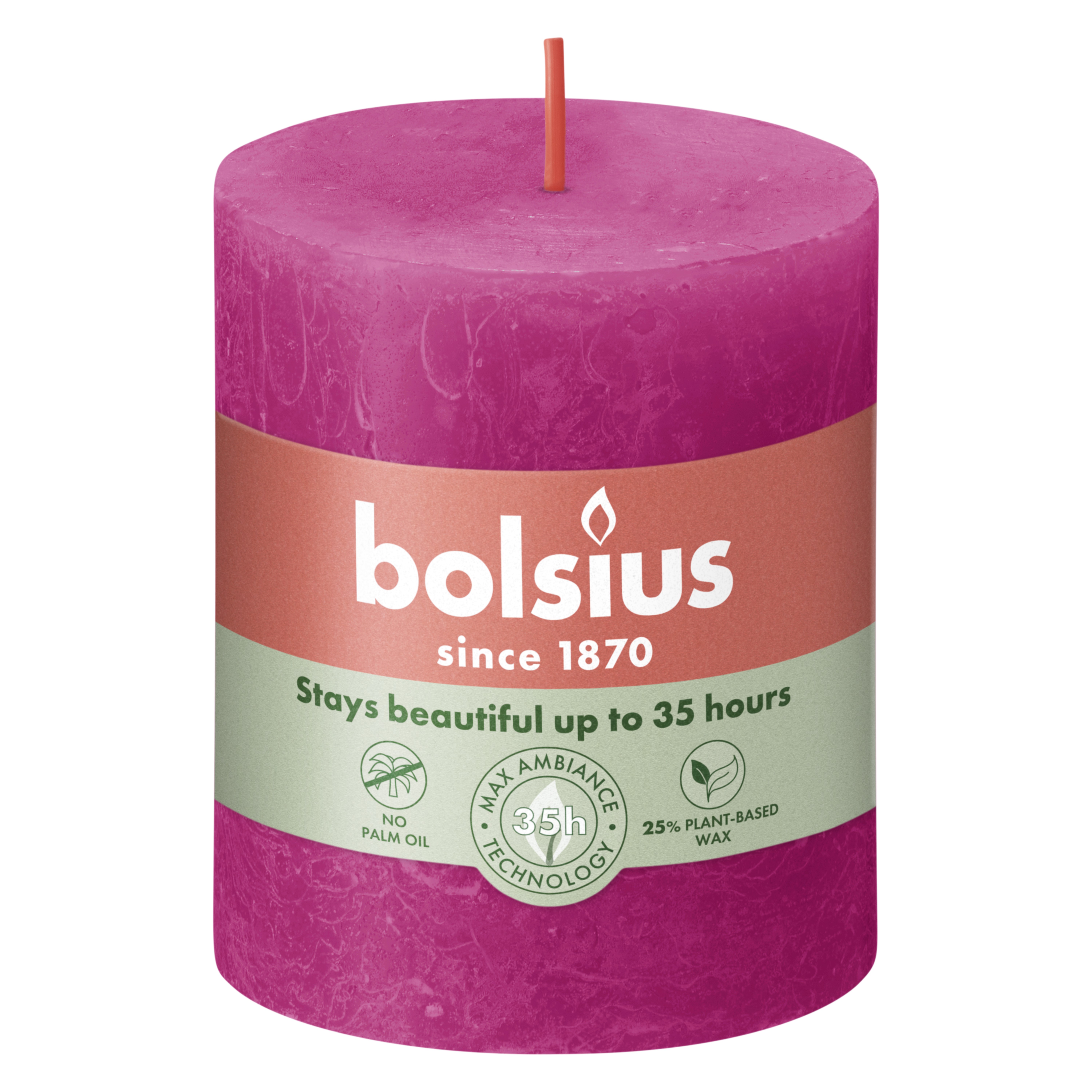 Rustiek stompkaars 80/68 Fuchsia