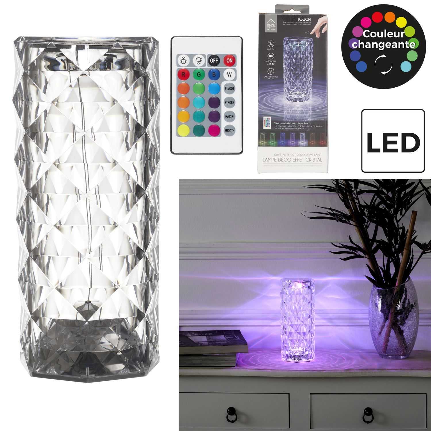 Kristal effect led lamp RGB met afstandsbediening