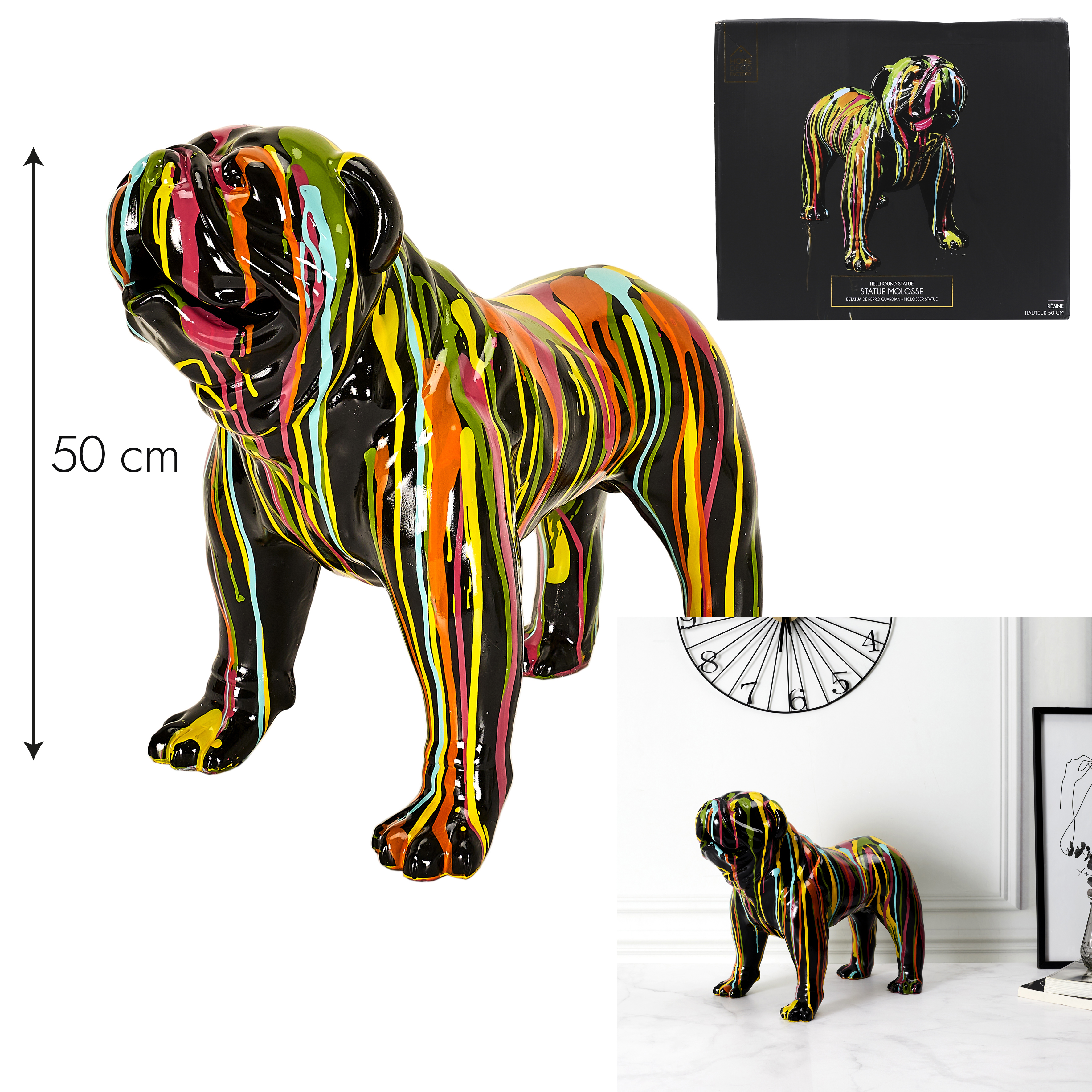 Decoratieve bulldog H50cm Multicolor Decoratieve bulldog H50cm Multicolor