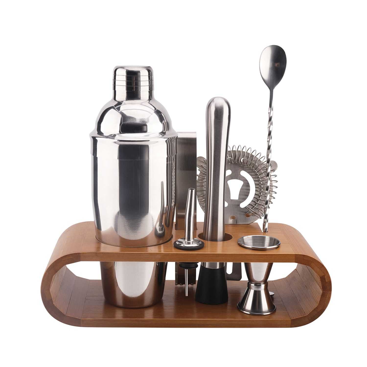 Cocktailset met bamboe dienblad