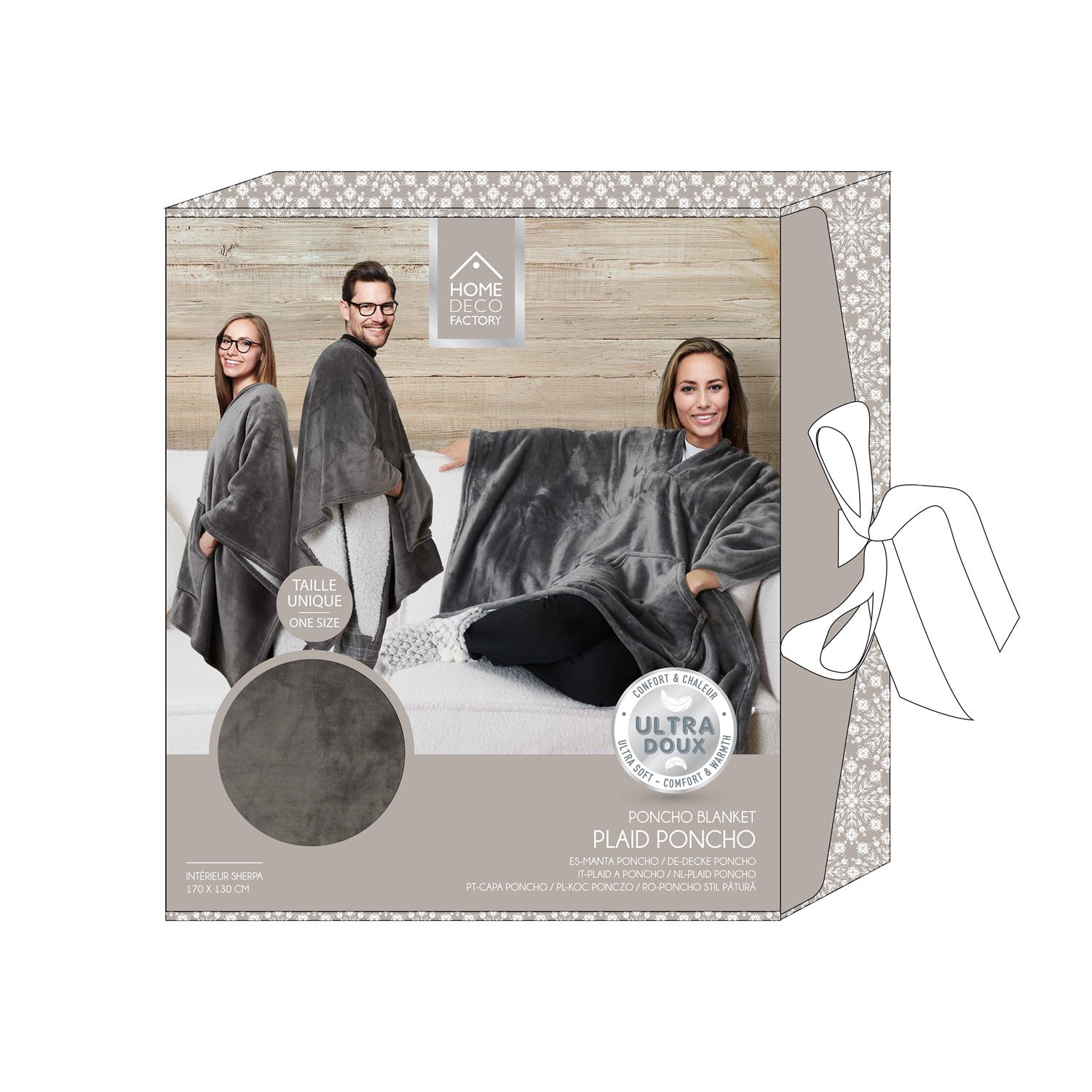 GRIJZE PONCHO PLAID GRIJZE PONCHO PLAID