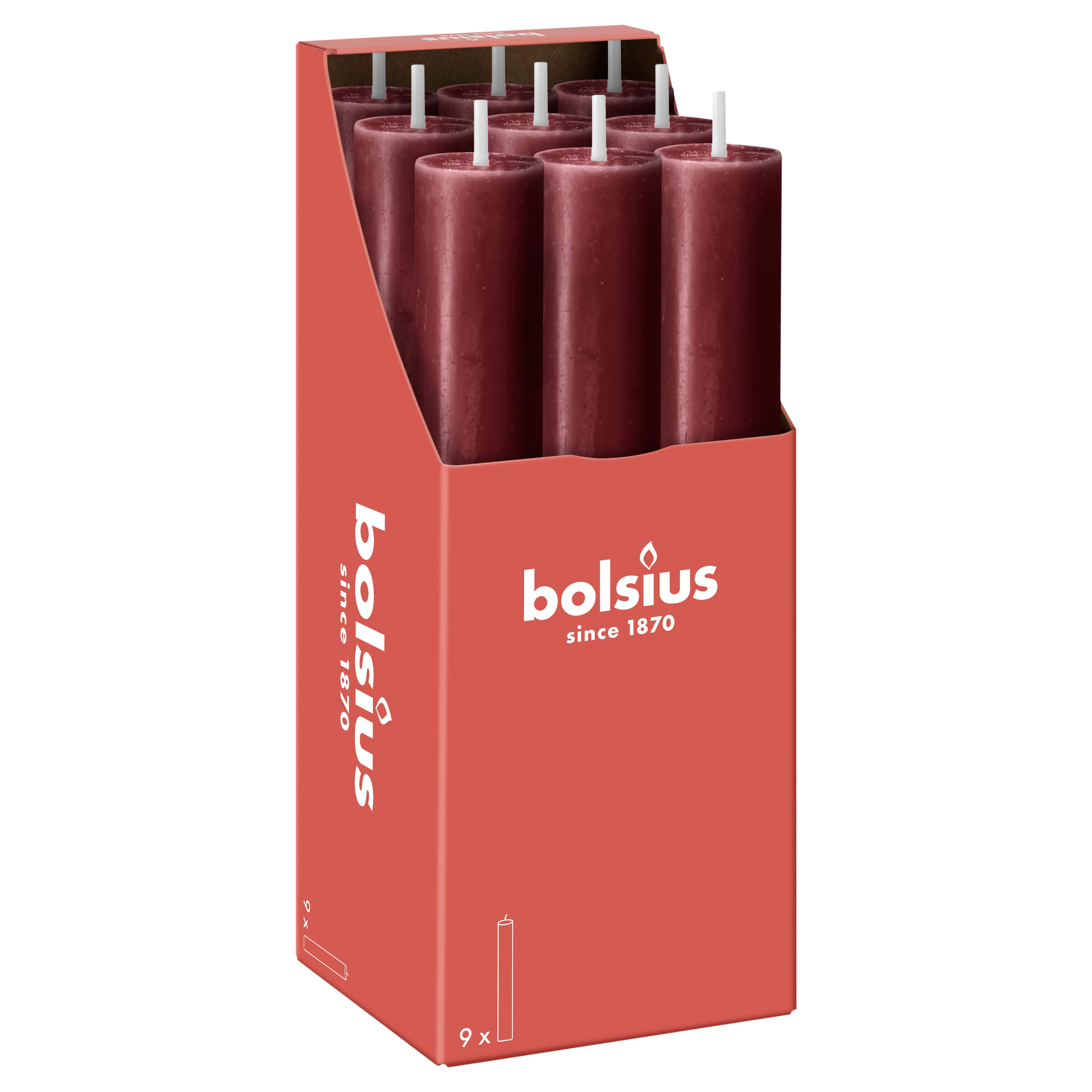 Rustiek tafelkaars XL 9 stuks Velvet Red