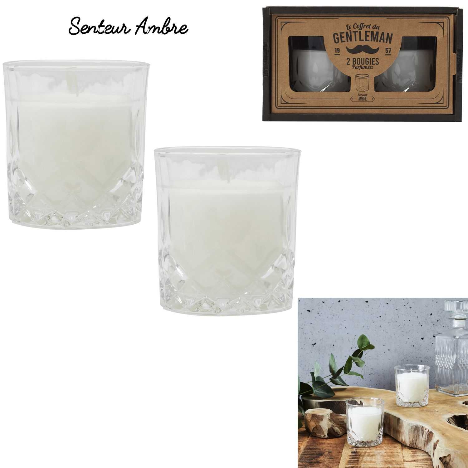 Geurkaarsen in luxe glas, set 2 stuks