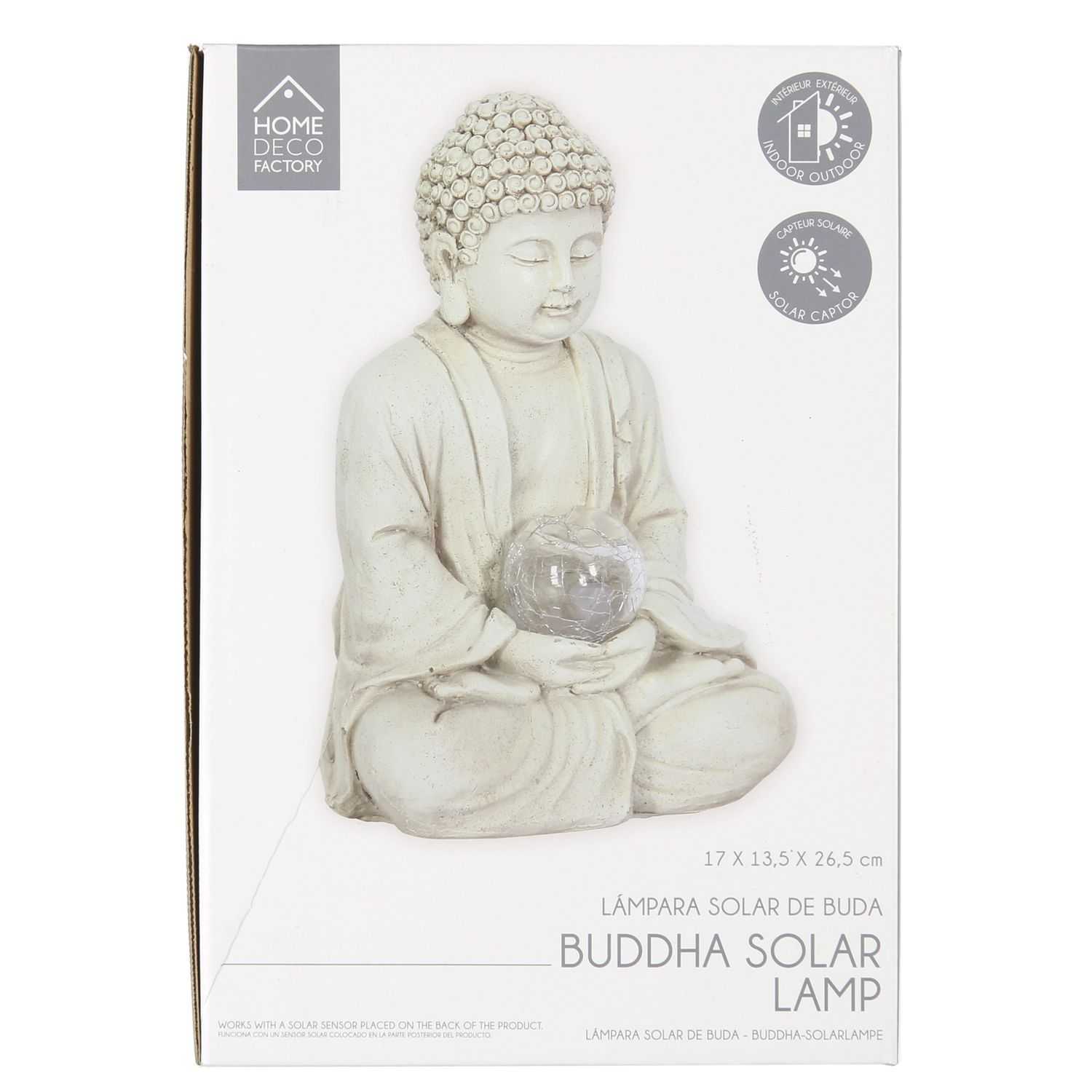 Buddha H26,5 cm met solar lamp 