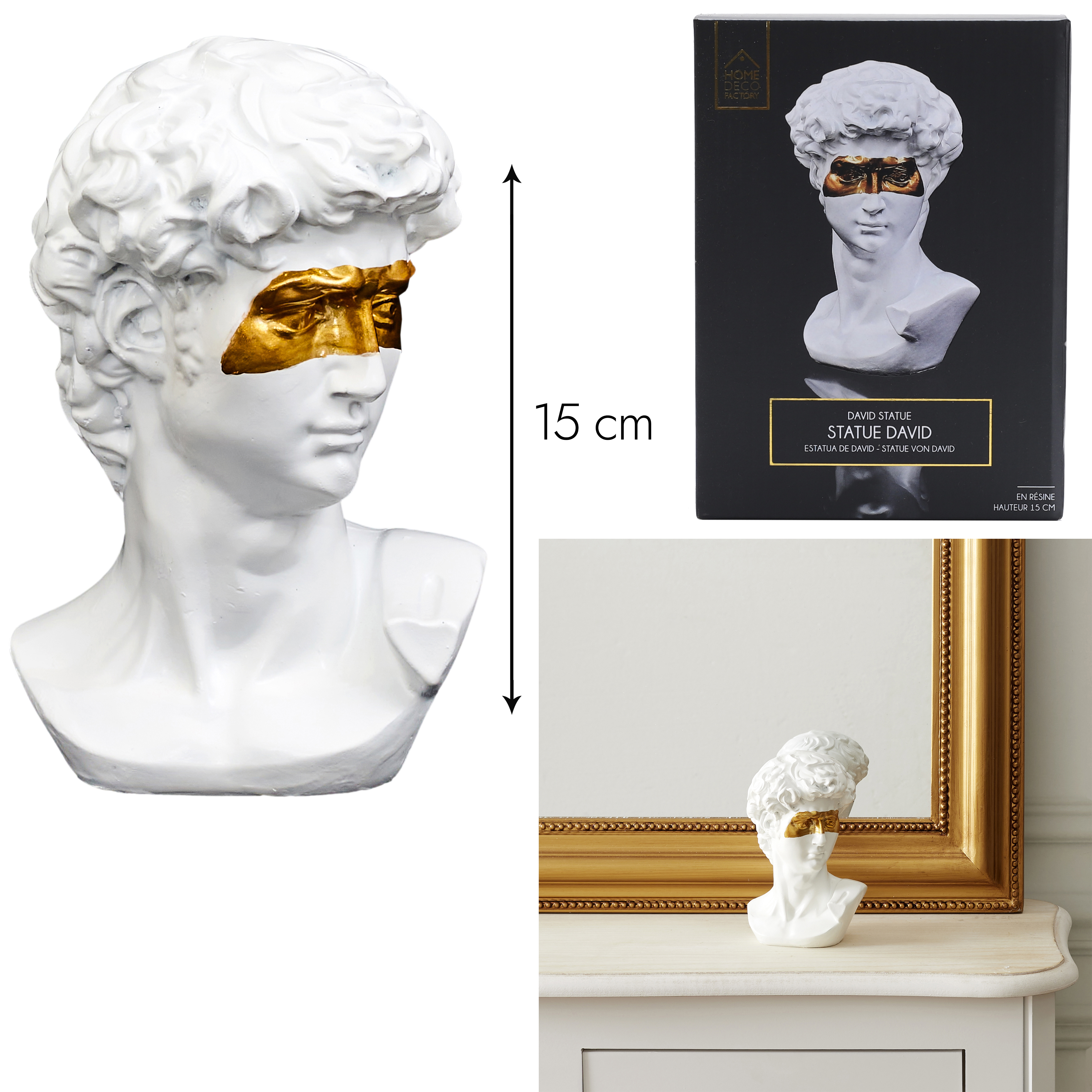 Standbeeld David Masque Dore H15cm Standbeeld David Masque Dore H15cm