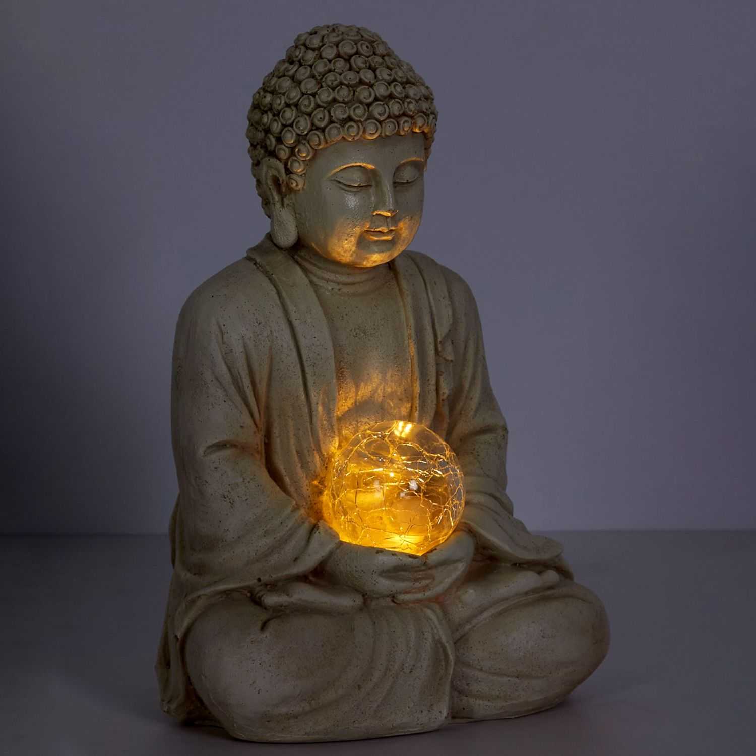 Buddha H26,5 cm met solar lamp 