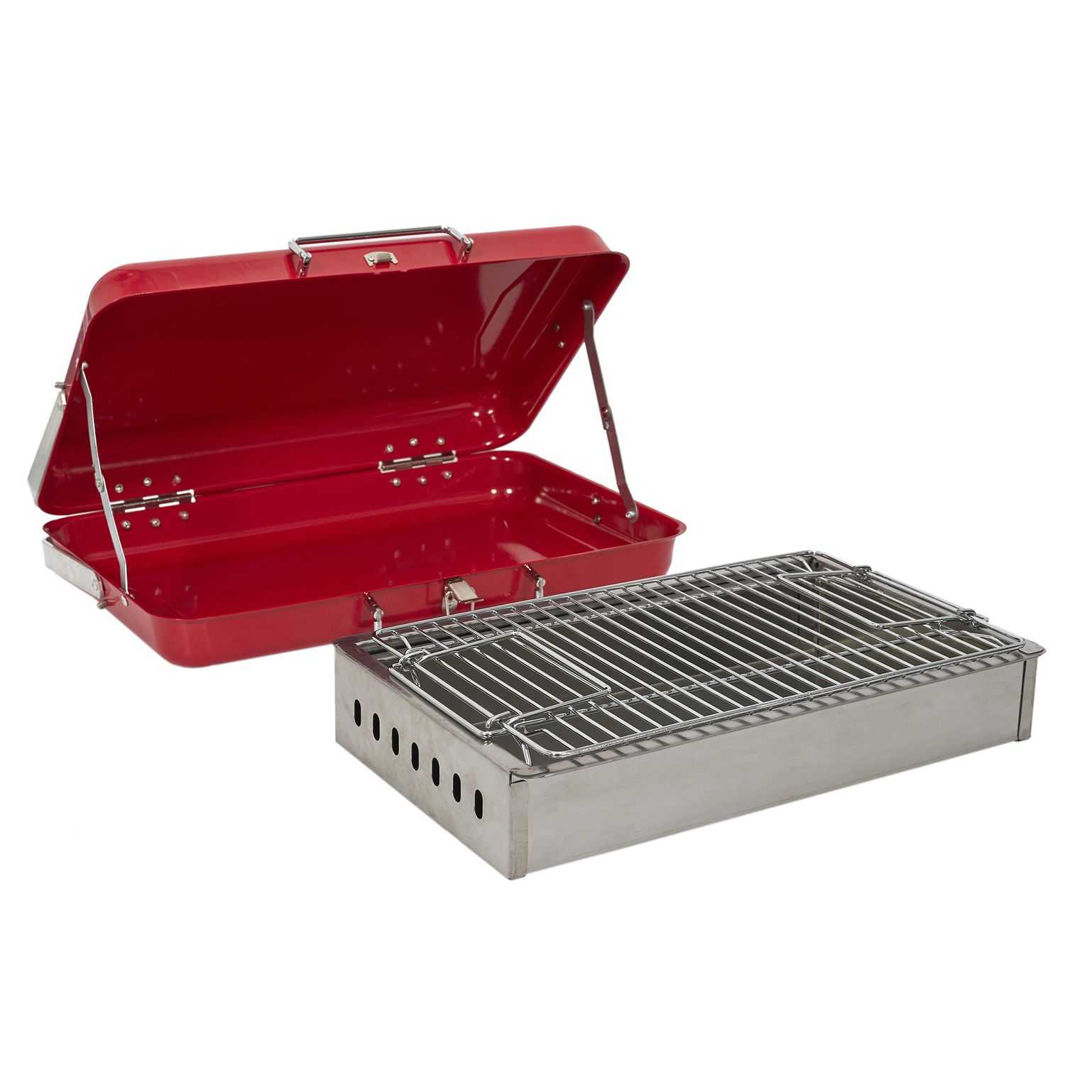 Draagbare kofferbarbecue Rood