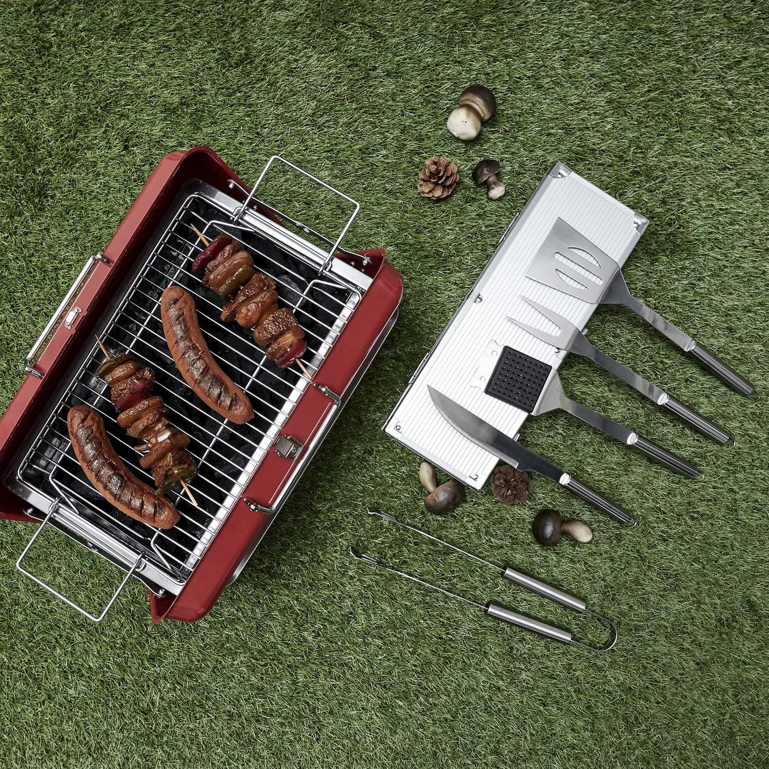 BBQ gereedschap in aluminium koffer 6-delig 