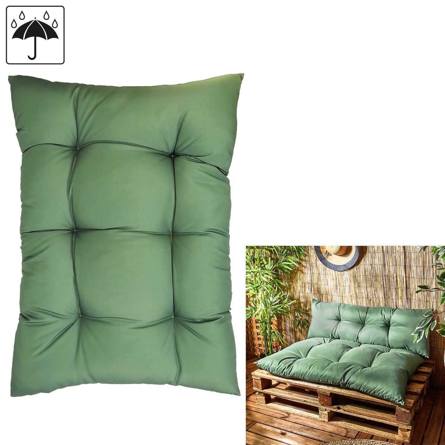 Patio palletkussen 120x80cm, Groen